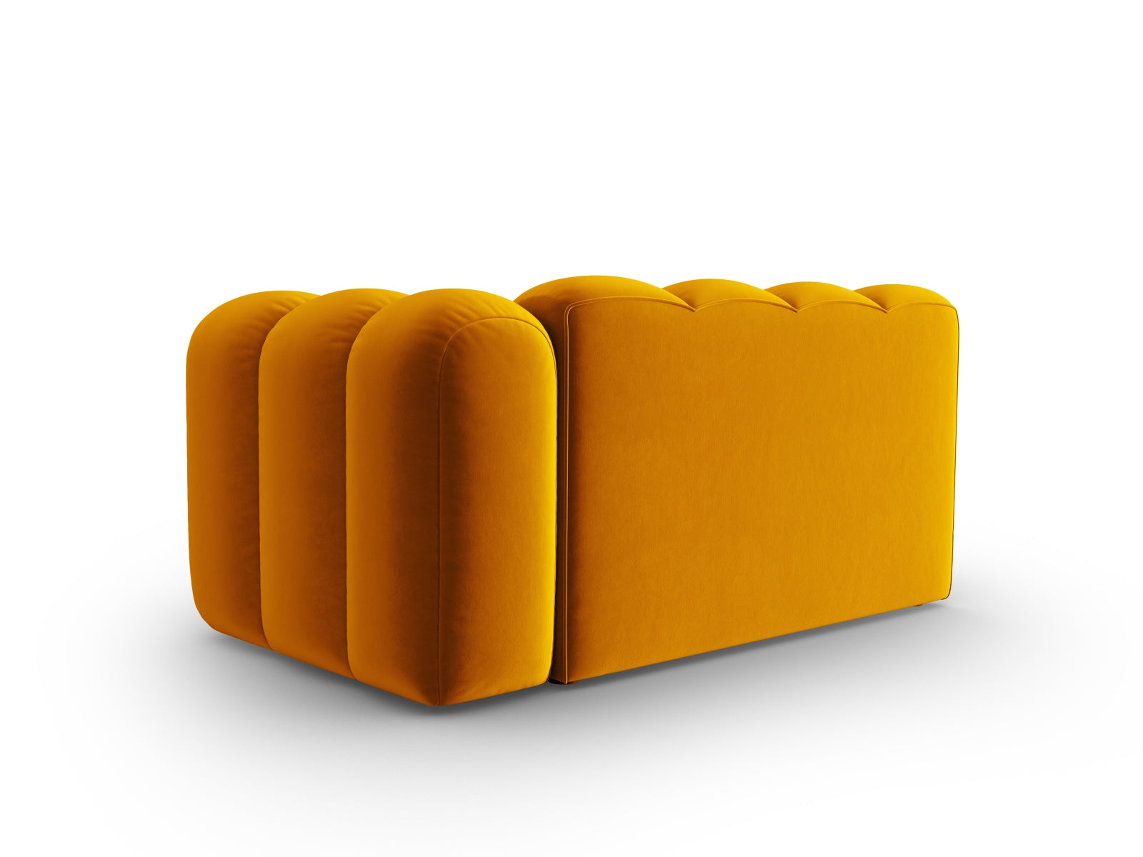 Modulares 2-Sitzer Sofa Lupine in Gelb, mit Velourbezug, rechtsseitig, perfekt für moderne und elegante Wohnkonzepte.
