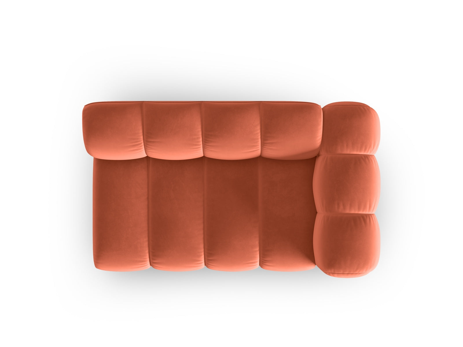 Elegantes 2-Sitzer Sofa Lupine in Coral-Salvador, aus weichem Velours, ideal für stilvolle und einladende Wohnräume.