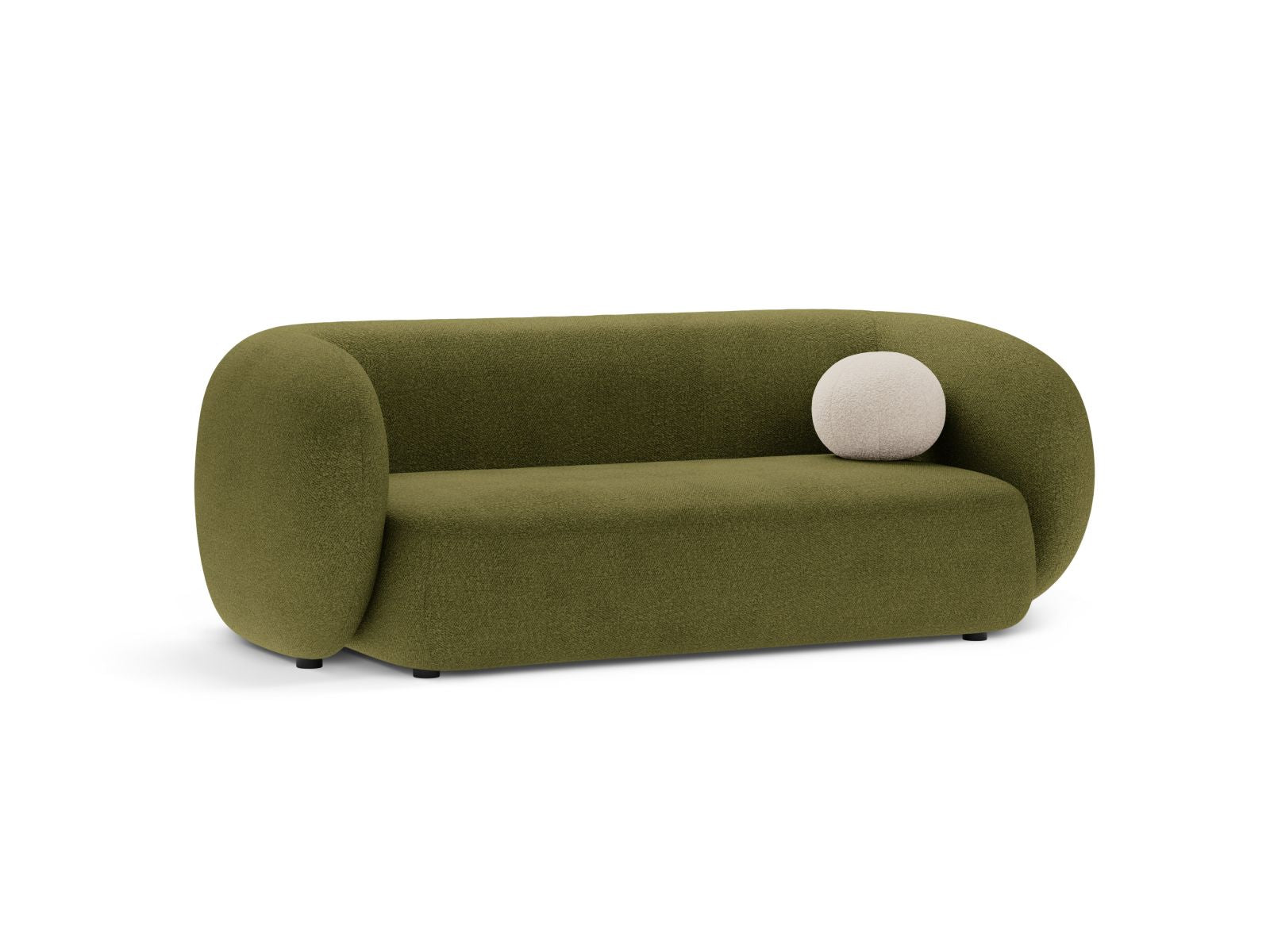 Elegantes 2-Sitzer Sofa Kate in dunklem Olivgrün, ideal für moderne Wohnräume, erhältlich bei KAQTU Design AG.