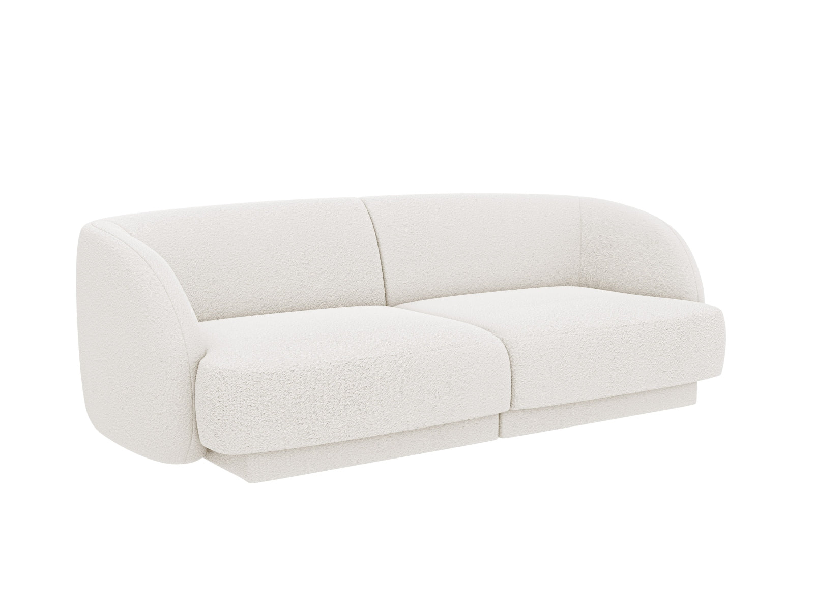 Elegantes Miley Boucle Sofa für zwei Personen in stilvollem Weiß, ideal für moderne Wohnräume und gemütliche Atmosphäre.