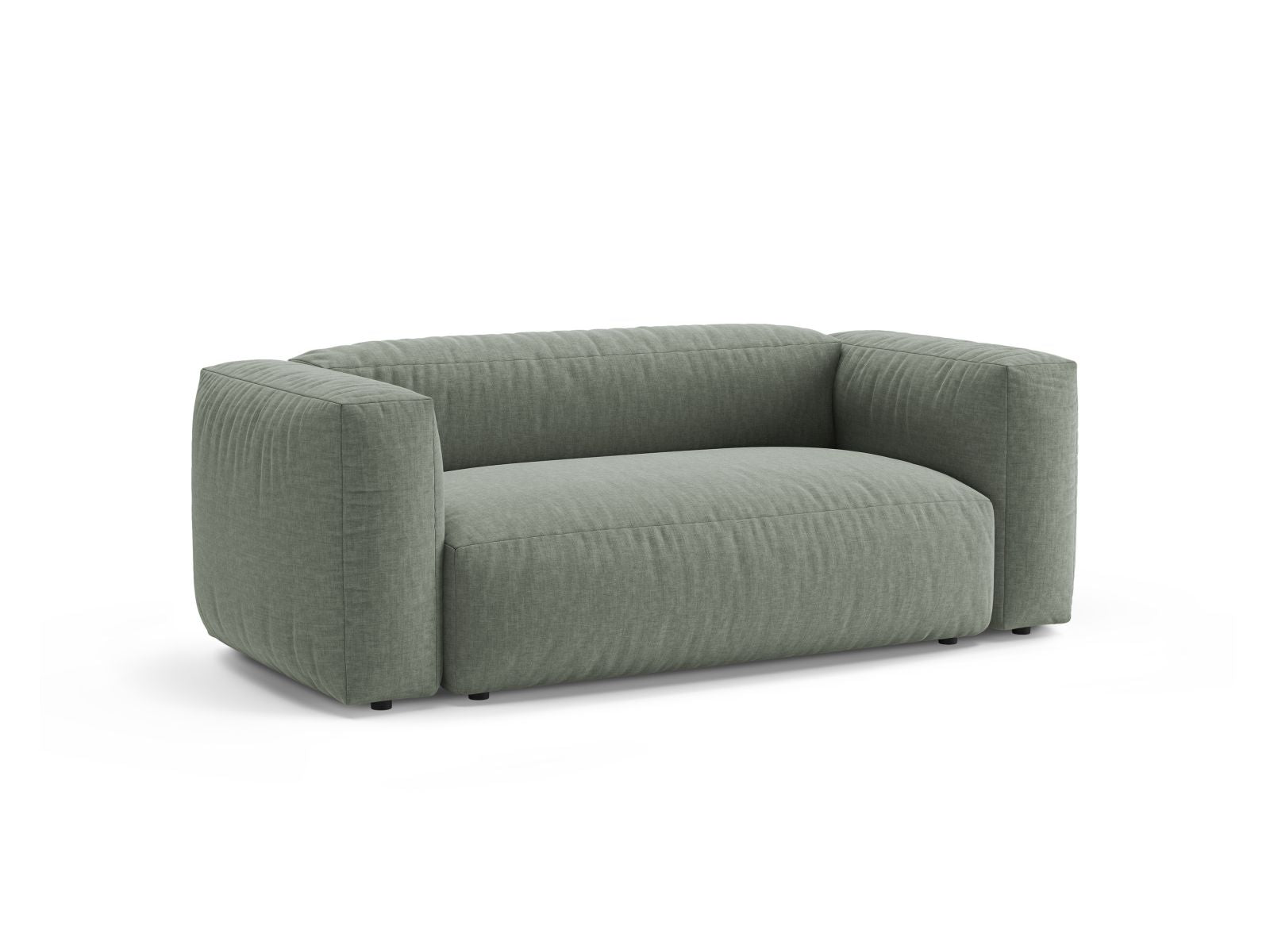 Elegantes 2-Sitzer Sofa Martina in einem stilvollen Moss Green-Boston, ideal für moderne Wohnräume und gemütliche Abende.