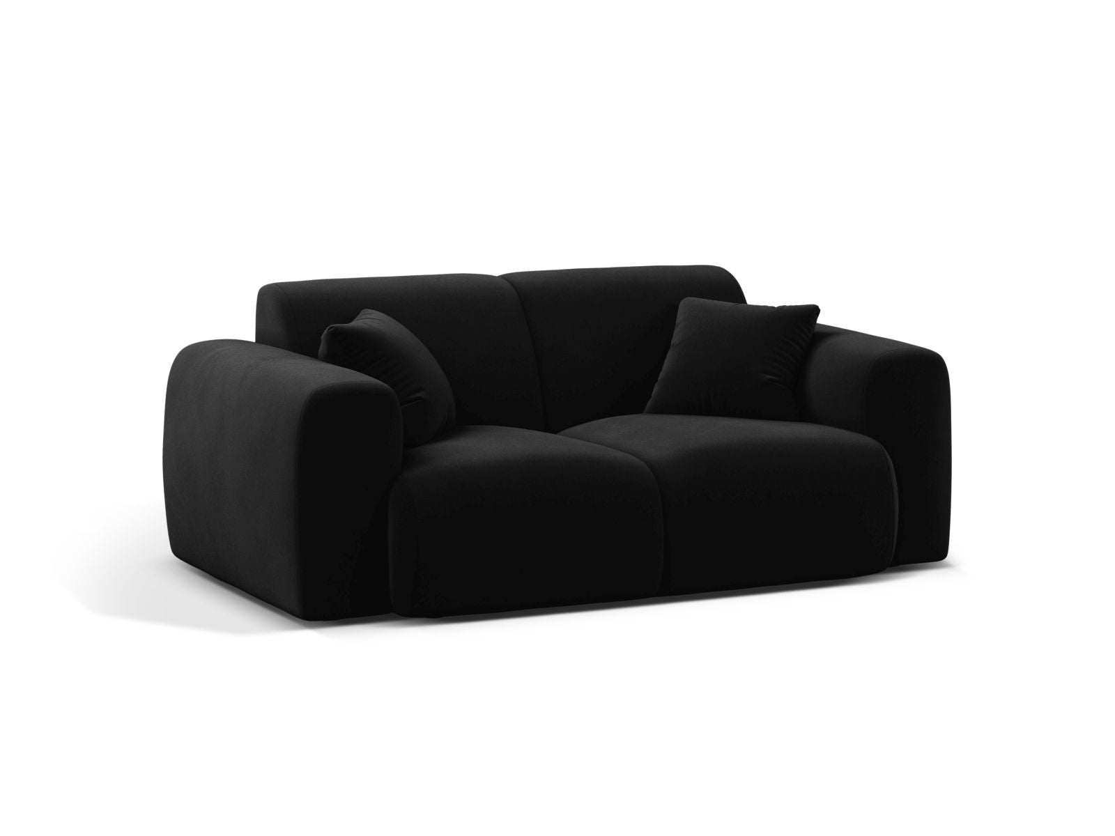 Elegantes 2-Sitzer Sofa Molino in stilvollem Schwarz, ideal für moderne Wohnräume, erhältlich bei KAQTU Design AG.