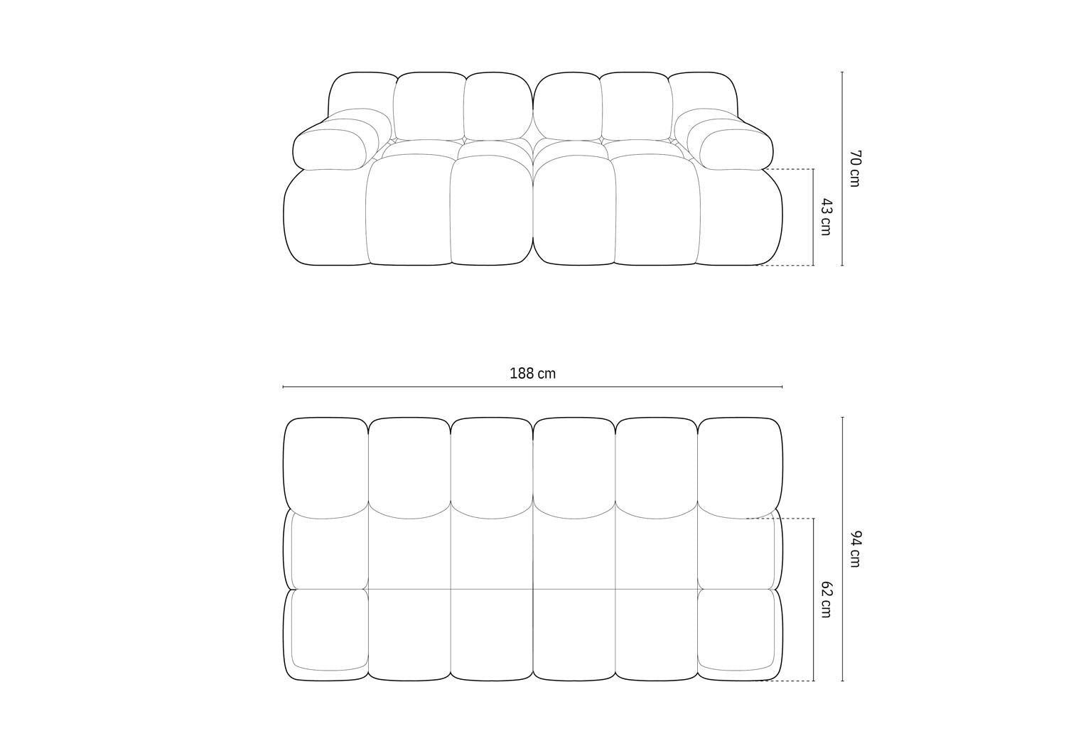 Bellis Boucle modulares Sofa 2 Sitzer 94cm in Sand präsentiert im Onlineshop von KAQTU Design AG. 3er Sofa ist von Micadoni