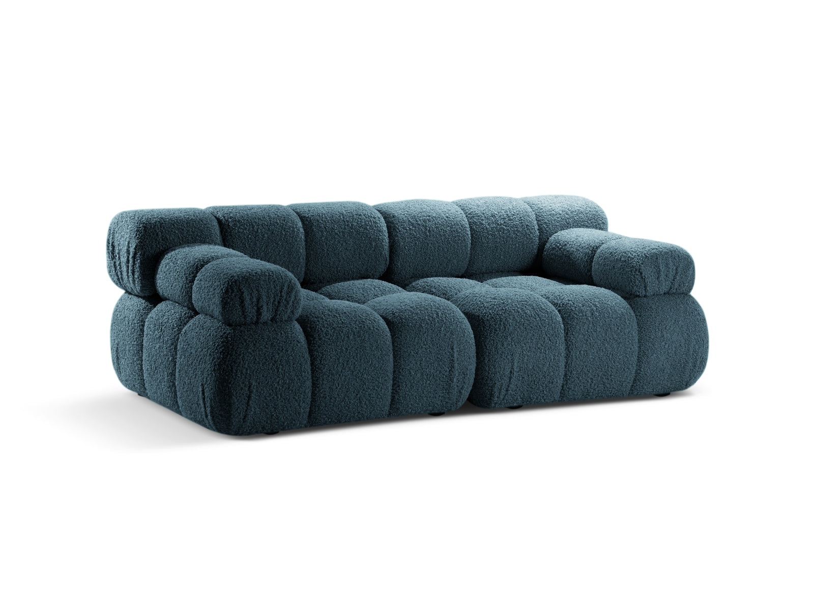 Elegantes Bellis Boucle 2-Sitzer Sofa in Petrol, modulare Gestaltung für stilvolle Wohnräume, erhältlich bei KAQTU Design AG.