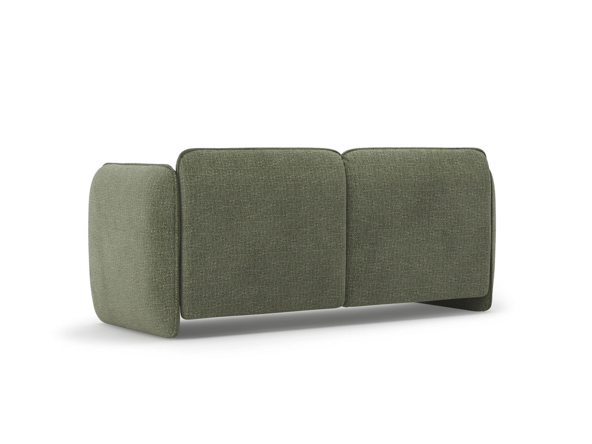 Zweisitzer-Sofa Georgia von Micadoni in Kobalt mit samtigem Bezug, gepolsterten Armlehnen und schwarzen Kunststoffbeinen, Frontalansicht.