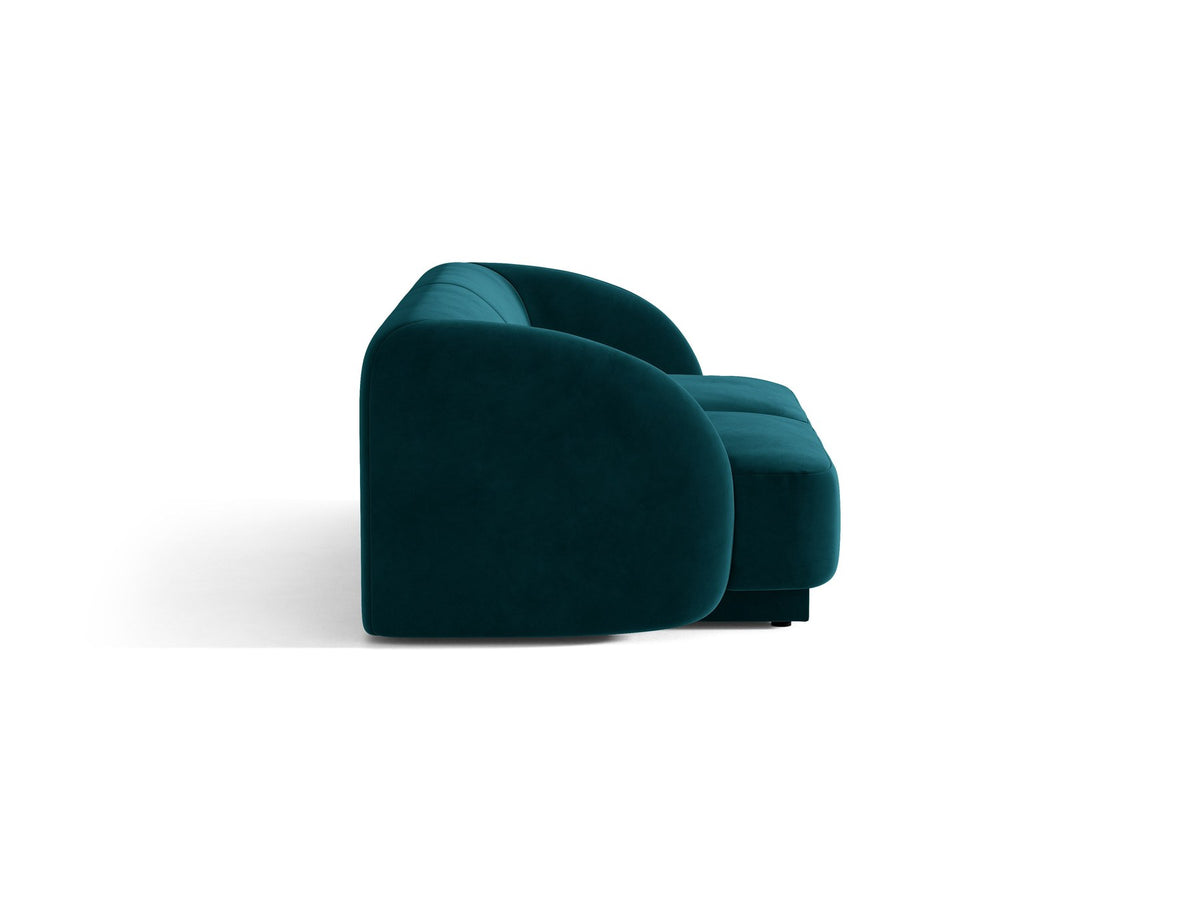 Dunkelbeiges 2er Sofa Miley von Micadoni mit Bluvel-Stoffbezug, schwarzen Kunststoffbeinen und flacher Rückenlehne, freigestellt fotografiert.