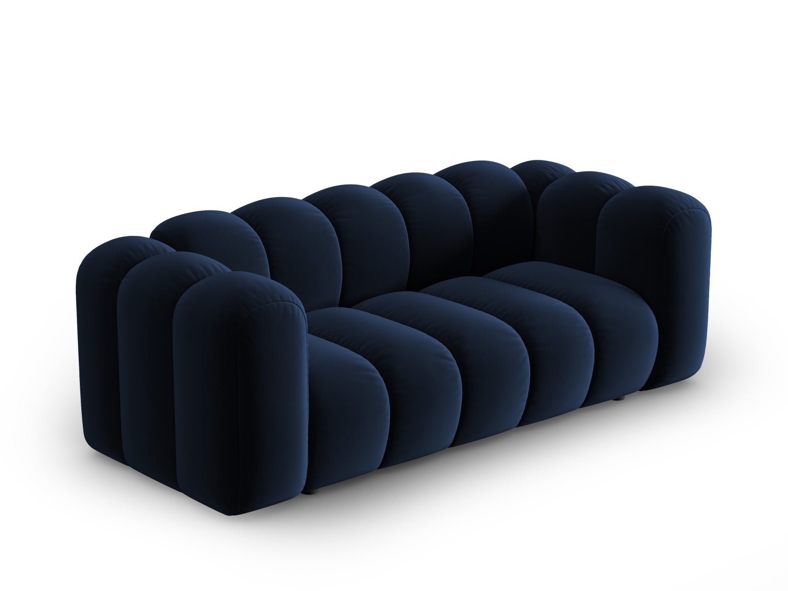 Elegantes Lupine Velour Sofa für zwei Personen in Royal Blue, stilvoll und komfortabel, ideal für moderne Wohnräume.
