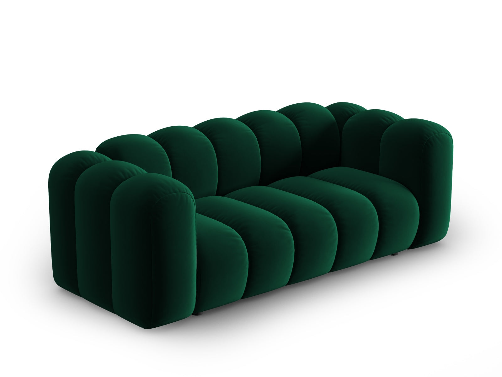 Elegantes 2-Sitzer Sofa aus Velours in Flaschengrün von Micadoni, ideal für stilvolle Wohnräume und gemütliche Abende.