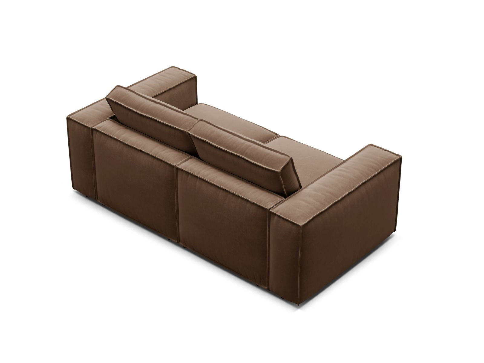 Elegantes 2-Sitzer Sofa Pola in luxuriösem Chocolate-Salvador, ideal für stilvolle Wohnräume und entspannte Stunden. Erhältlich bei KAQTU.