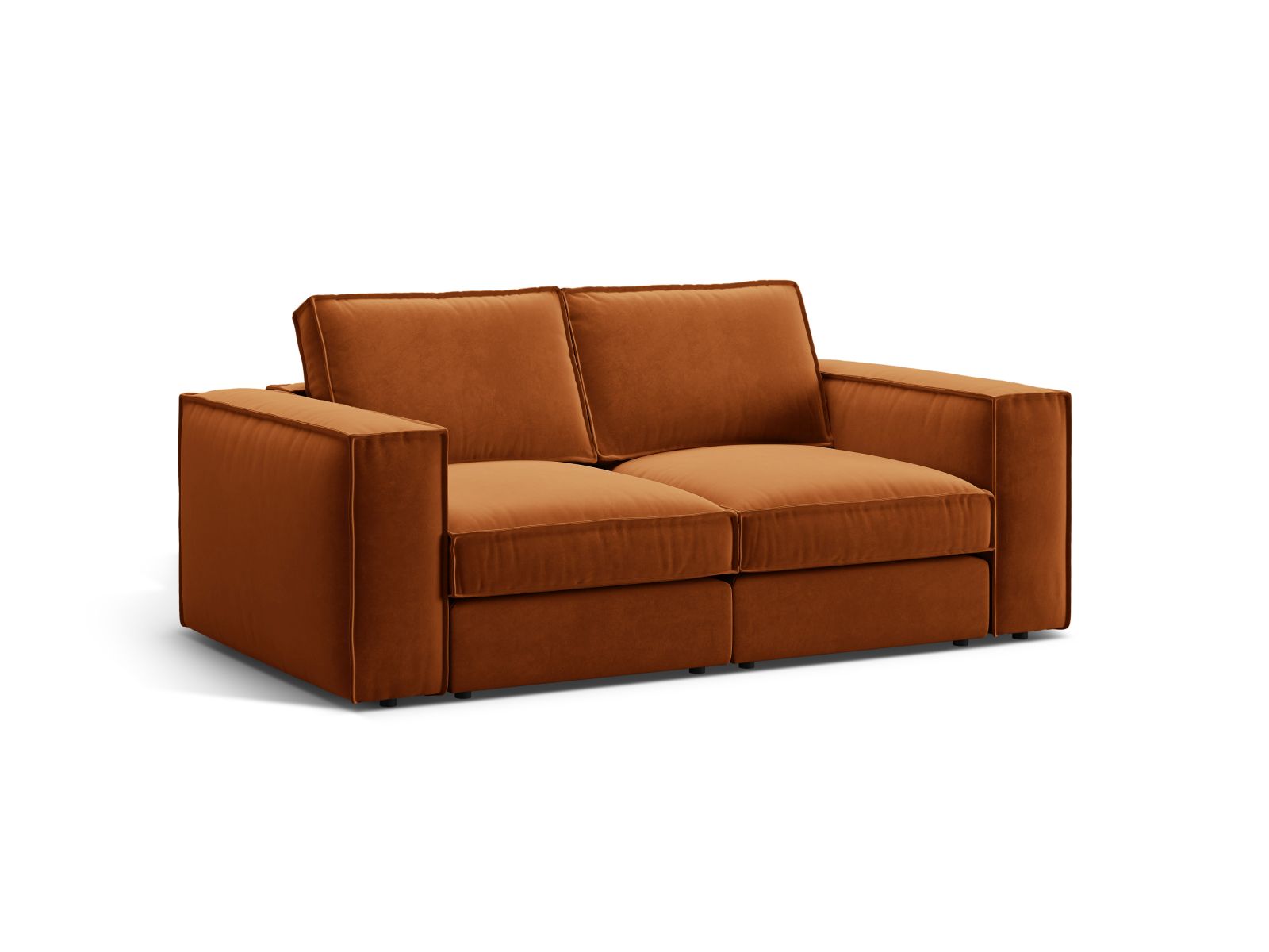 Elegantes 2-Sitzer Sofa Pola in warmem Terracotta, ideal für moderne Wohnräume, erhältlich bei KAQTU Design AG.