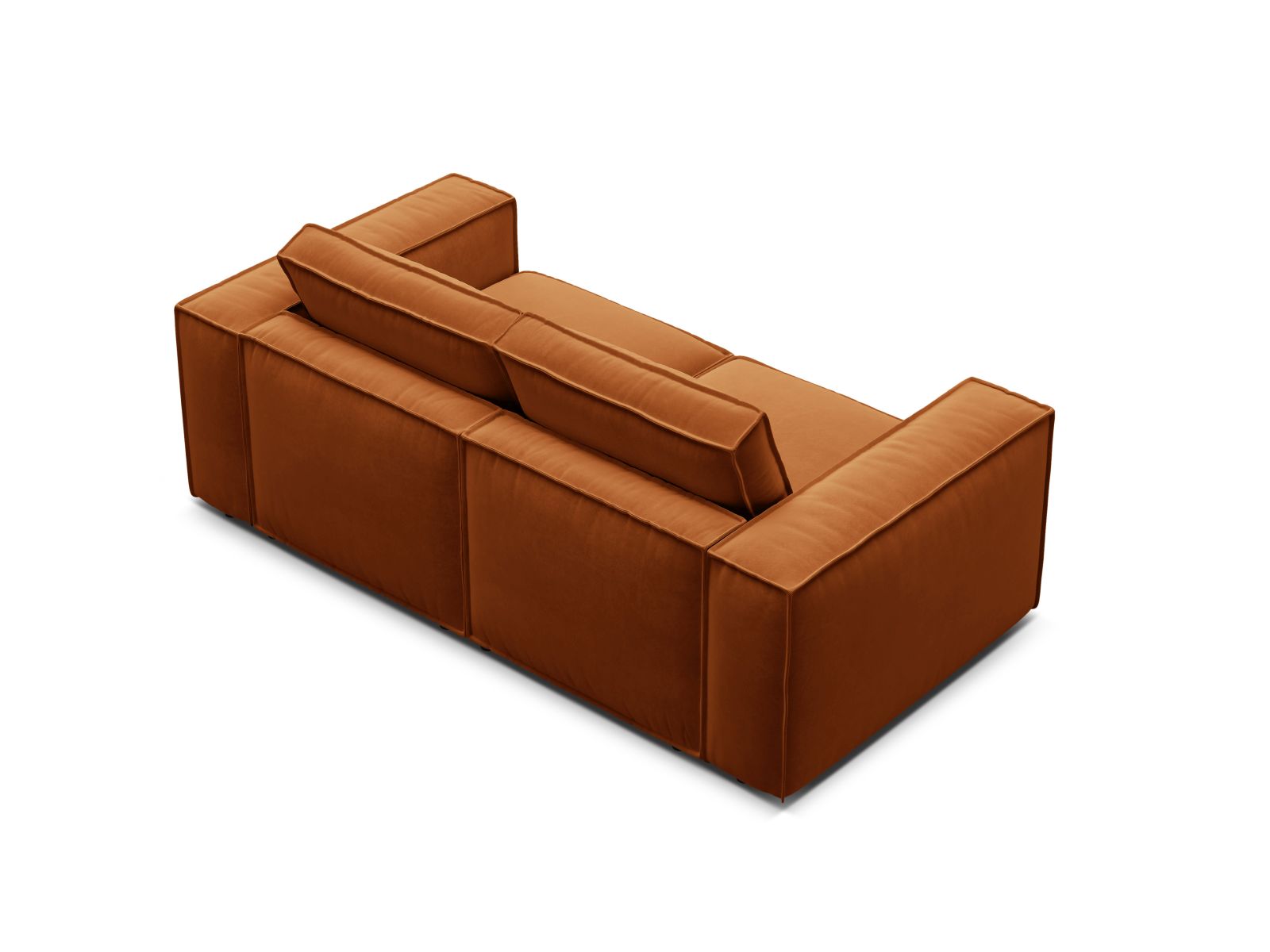 Elegantes 2-Sitzer Sofa Pola in warmem Terracotta, ideal für stilvolle Wohnräume und zeitgemäße Inneneinrichtungen.