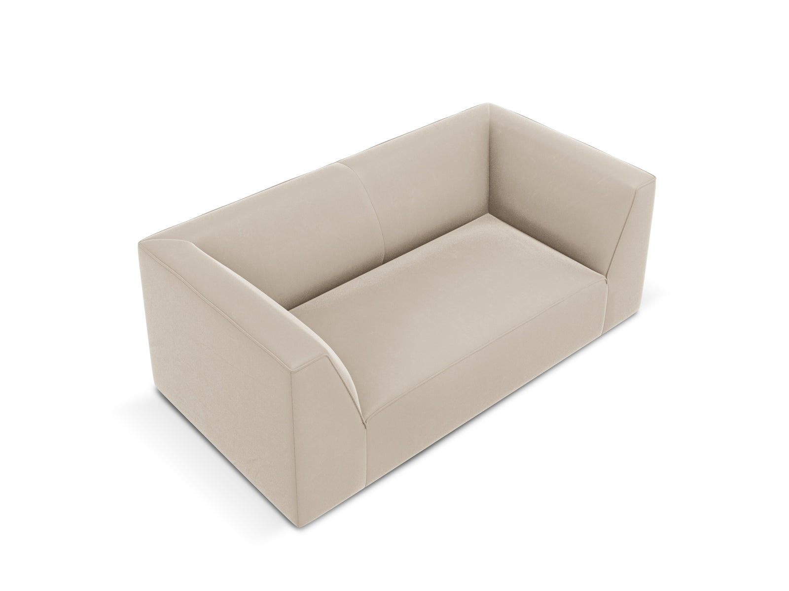 Stylisches 2-Sitzer Sofa aus Ruby Velours in edlem Beige, perfekt für gemütliche Wohnzimmer und moderne Einrichtungskonzepte.