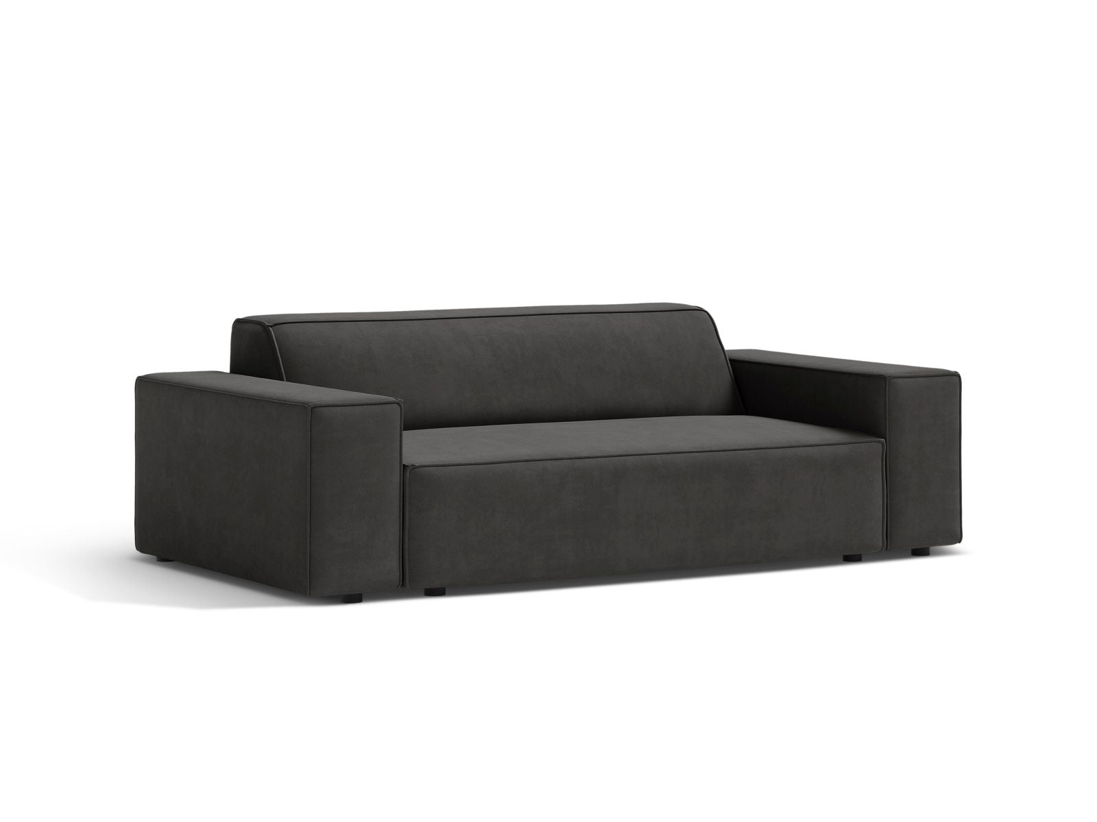 Elegantes 2-Sitzer Sofa Jodie in stilvollem Grey-Bluvel, ideal für moderne Wohnräume, erhältlich bei KAQTU Design AG.