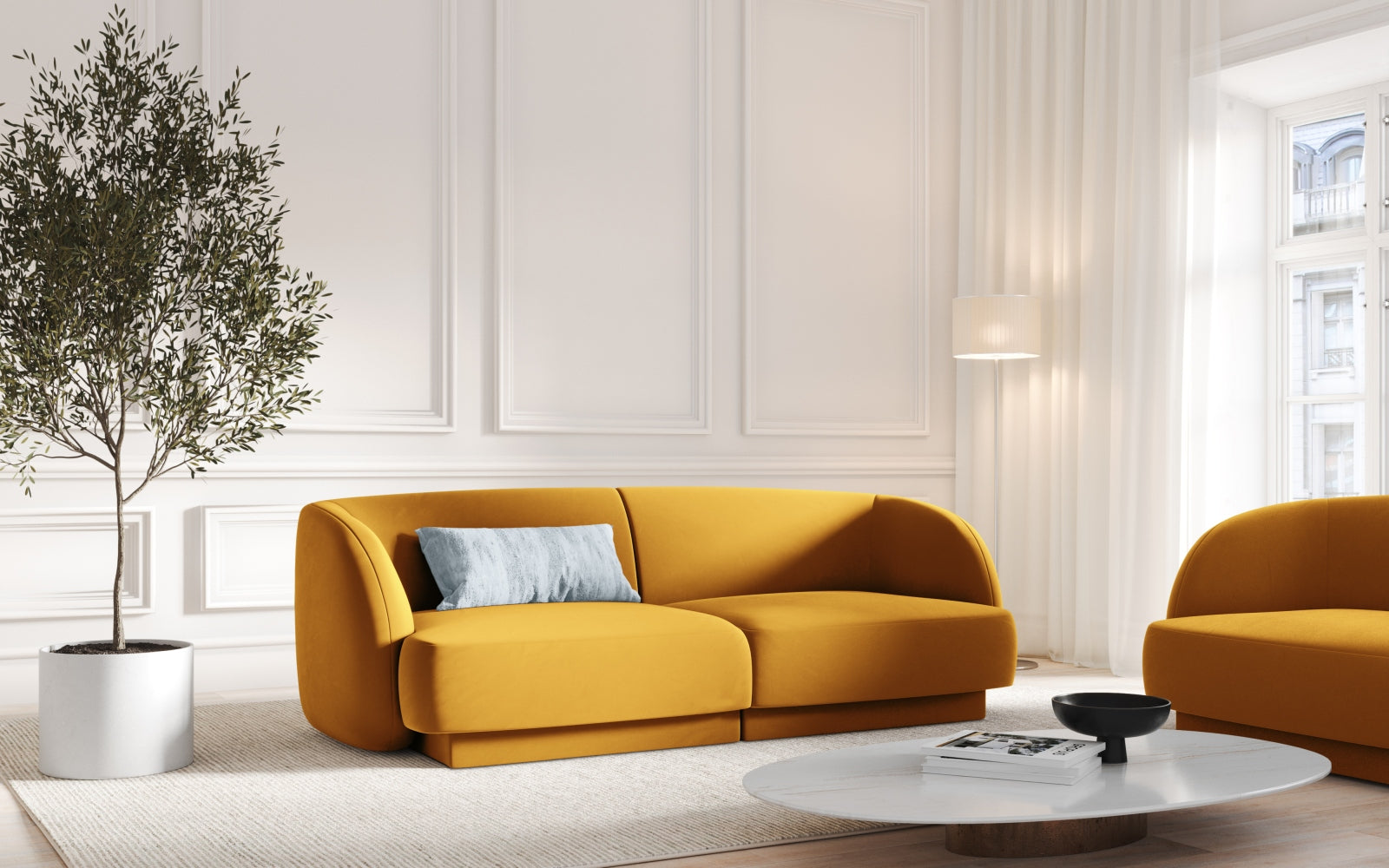 Miley Velour Sofa 2 Sitzer in Yellow präsentiert im Onlineshop von KAQTU Design AG. 2er Sofa ist von Micadoni