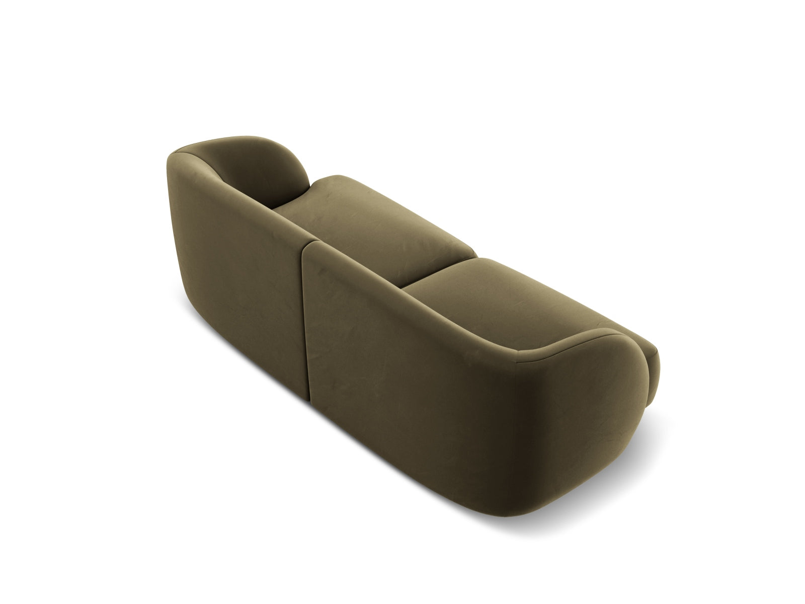 Elegantes 2-Sitzer Sofa Miley aus weichem Velours in einem modernen Grün-Blau, ideal für gemütliche Abende und stilvolle Wohnräume.
