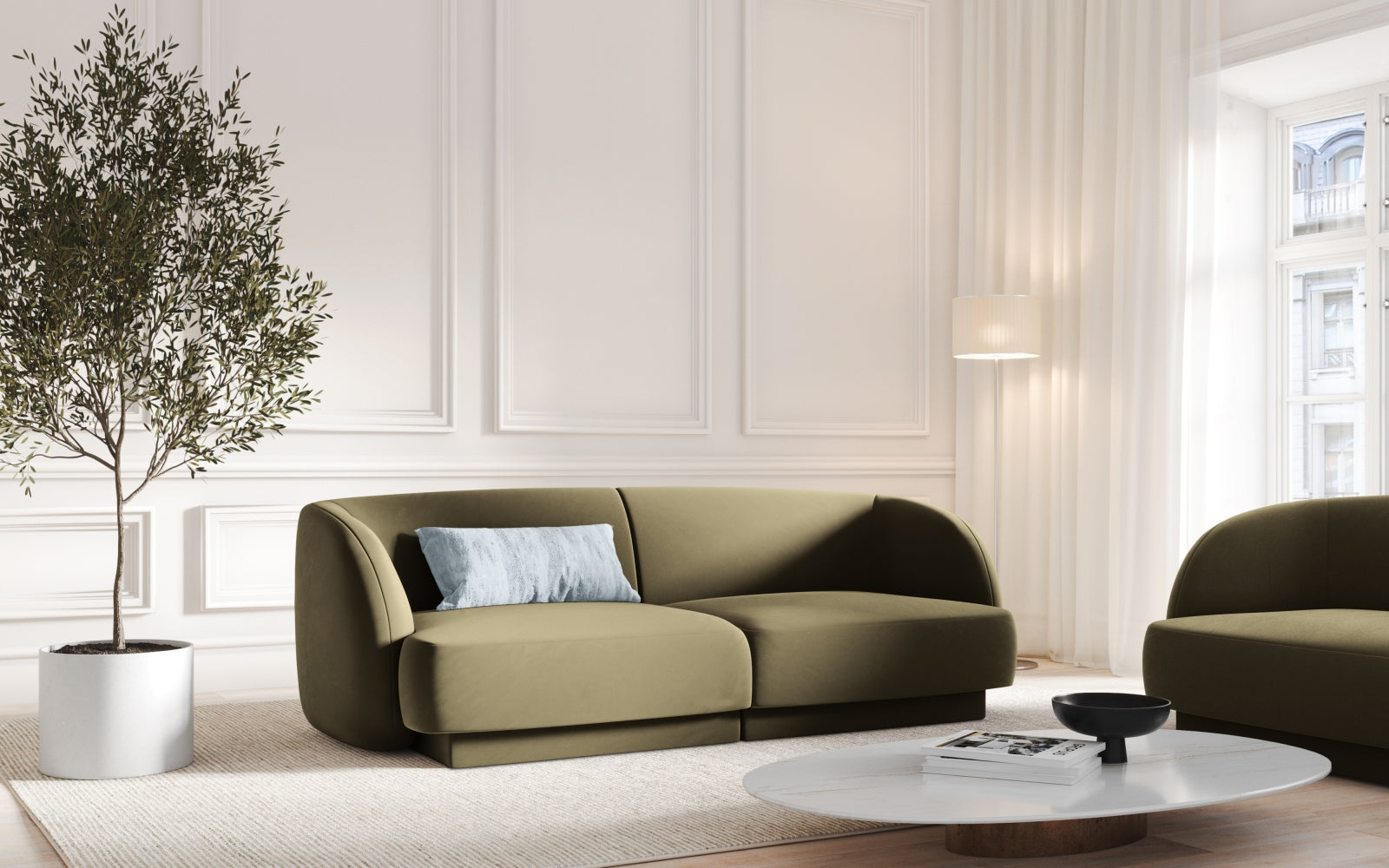 Miley Velour Sofa 2 Sitzer in Green präsentiert im Onlineshop von KAQTU Design AG. 2er Sofa ist von Micadoni