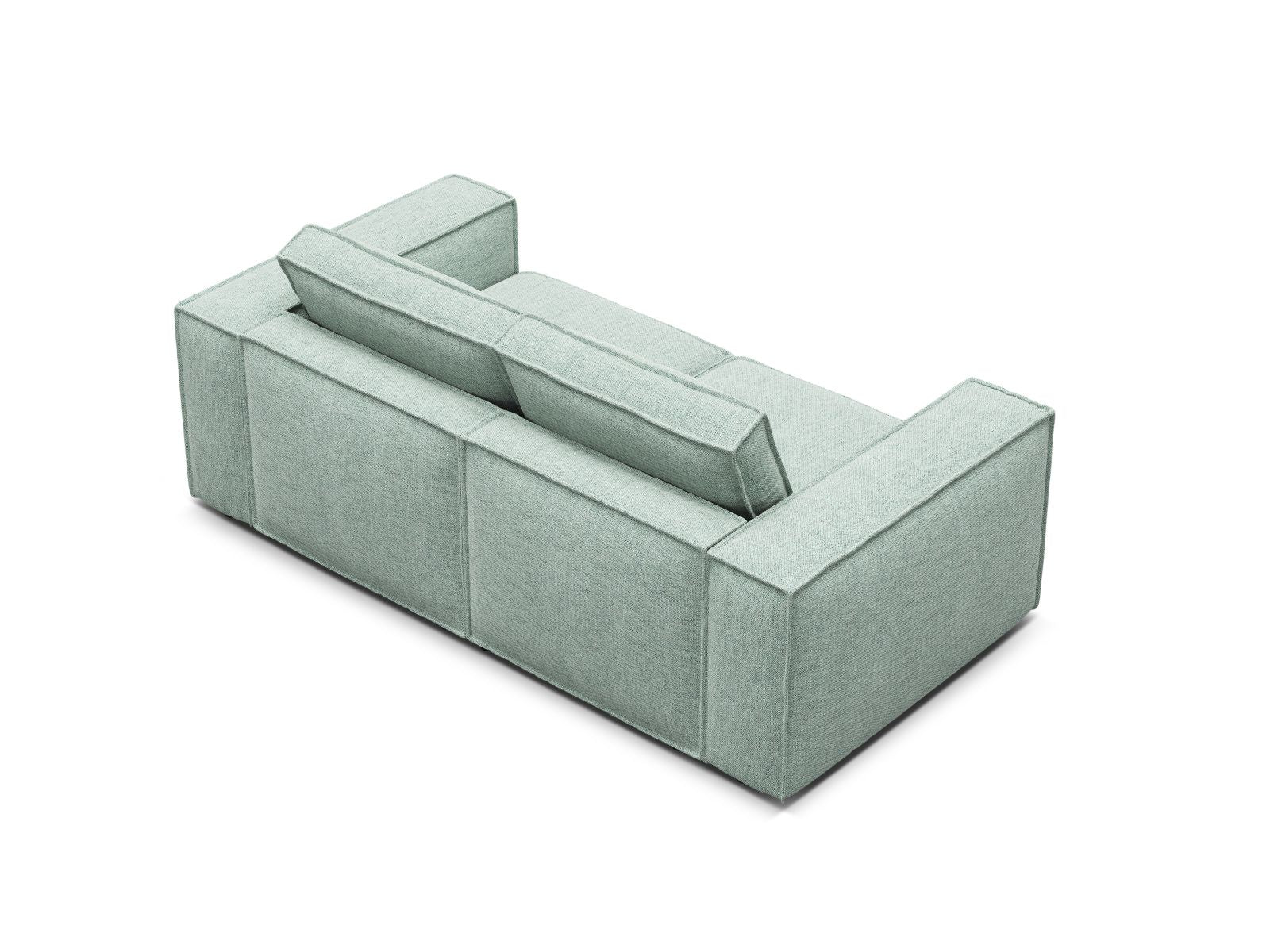 Modernes 2-Sitzer Sofa Pola in sanftem Mintgrün, ideal für gemütliche Wohnräume. Modular und vielseitig für kreative Einrichtungslösungen.