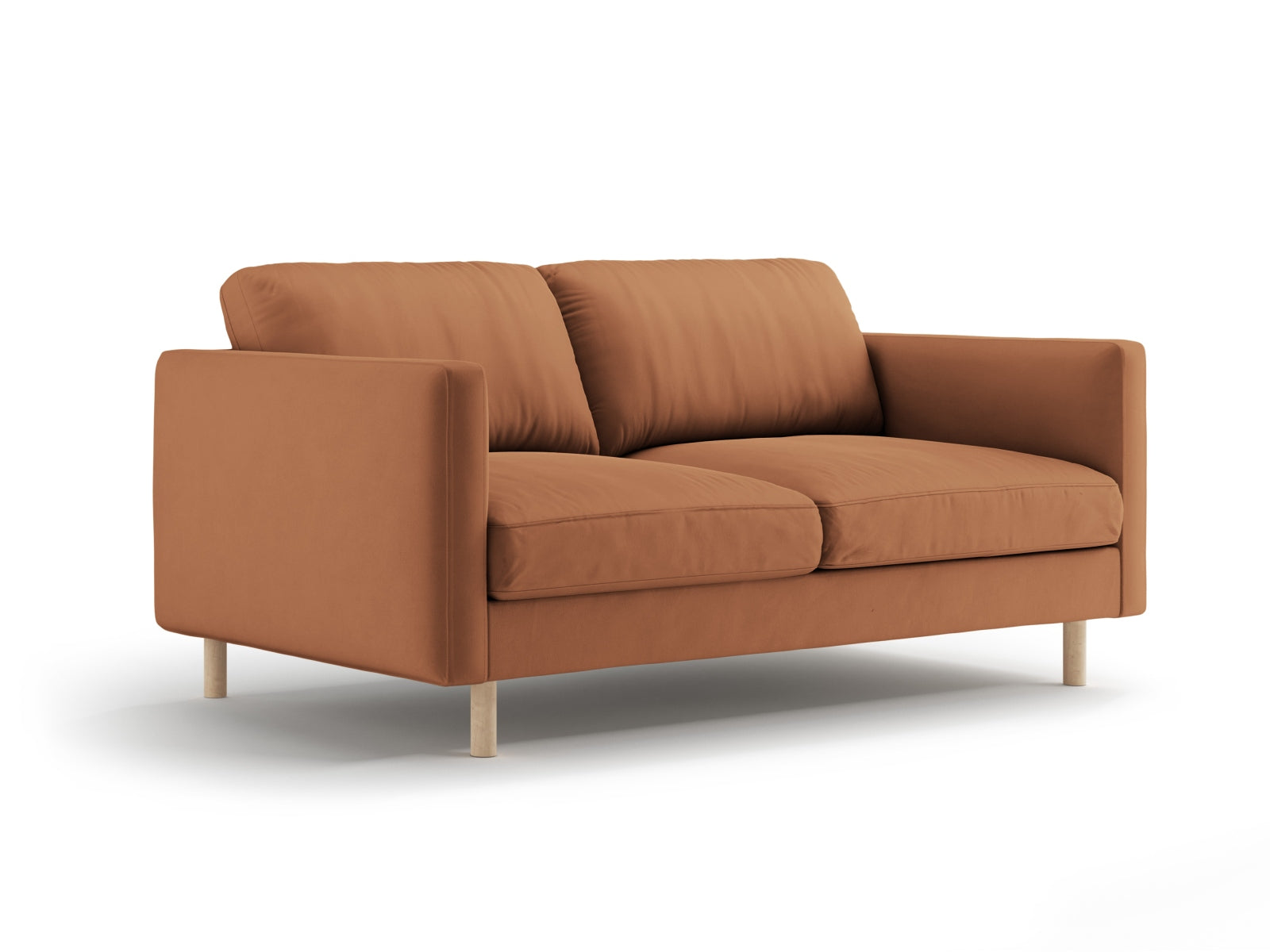 Elegantes Eden Velour Sofa 2 Sitzer in warmem Honigton, ideal für stilvolle Wohnräume. Hochwertige Verarbeitung von Micadoni.