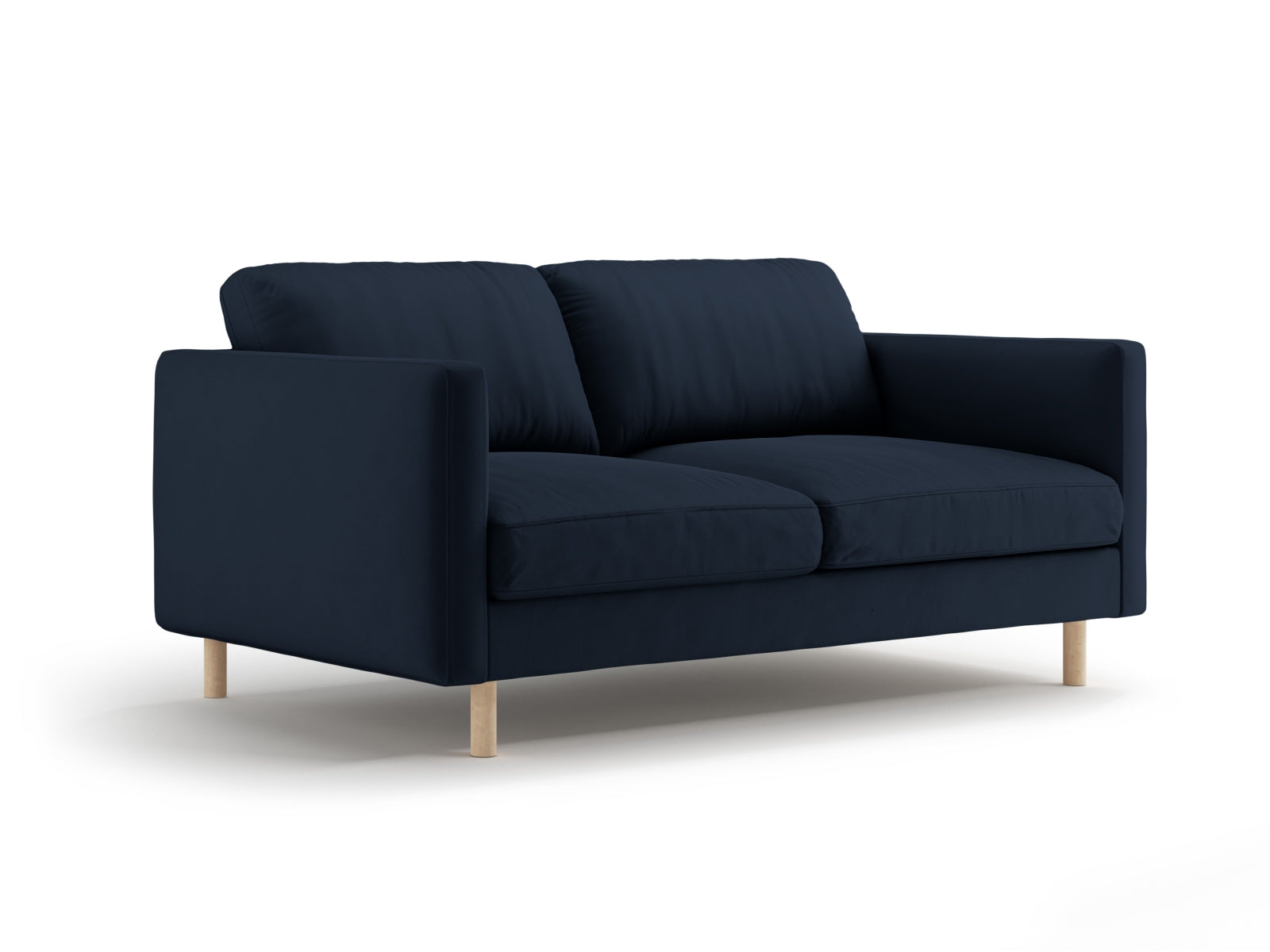 Elegantes Eden Velour Sofa 2 Sitzer in Dunkelblau, stilvoll und komfortabel, ideal für moderne Wohnräume.