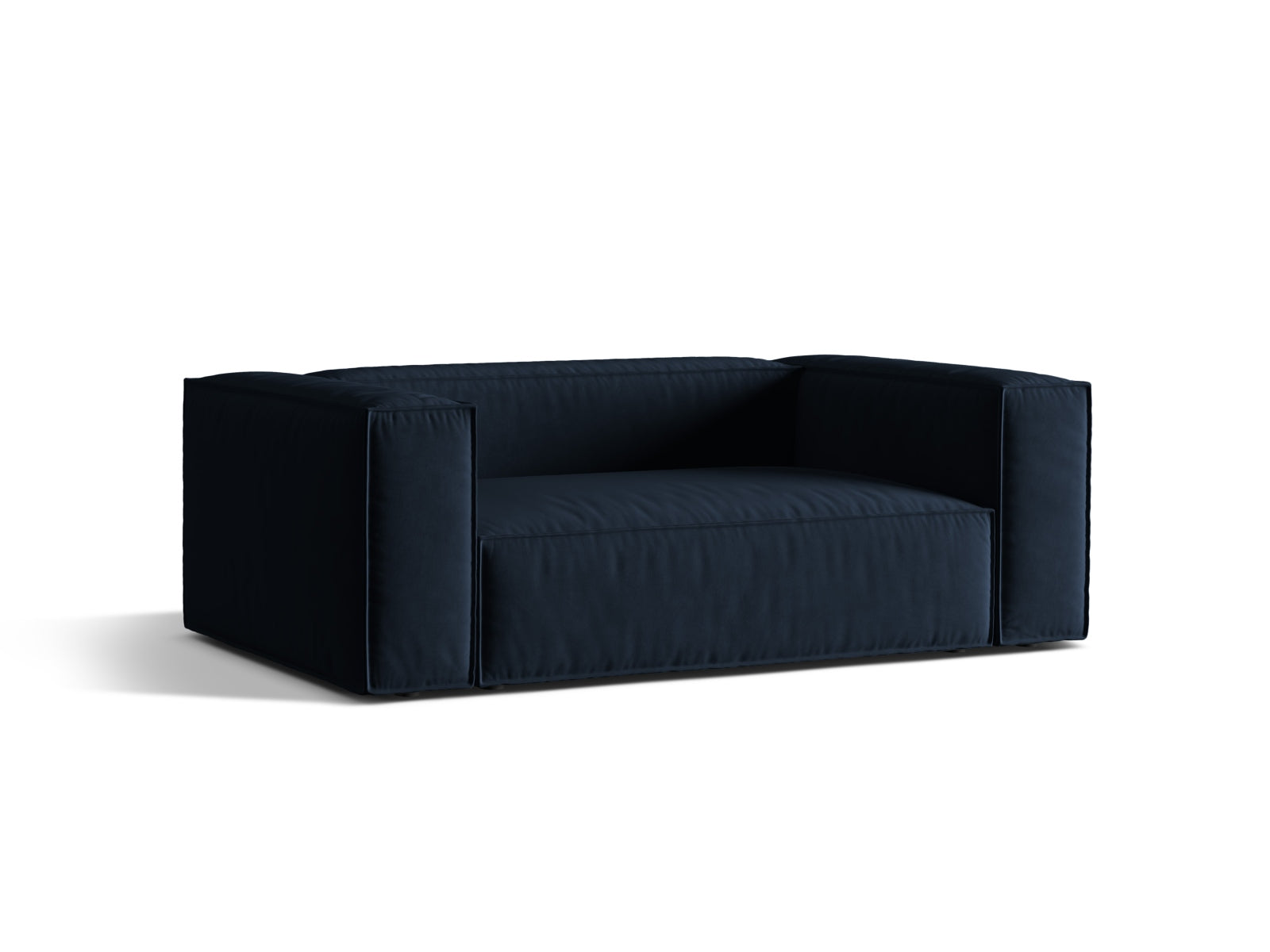 Elegantes Nuria Velour Sofa in Dunkelblau, ideal für stilvolle Wohnräume. Hochwertiges 2-Sitzer Sofa von Micadoni, perfekt für Entspannung.