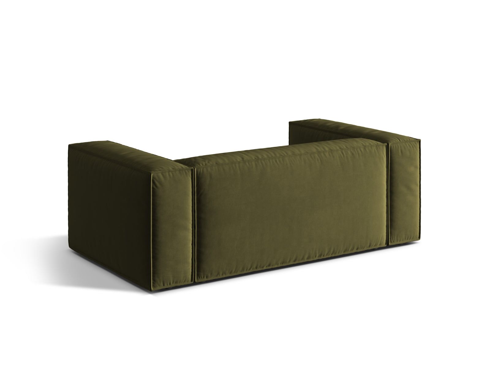Stilvolles 2-Sitzer Velour Sofa "Nuria" in edlem Moosgrün, perfekt für zeitgemäße Inneneinrichtungen. Hochwertige Micadoni-Qualität.