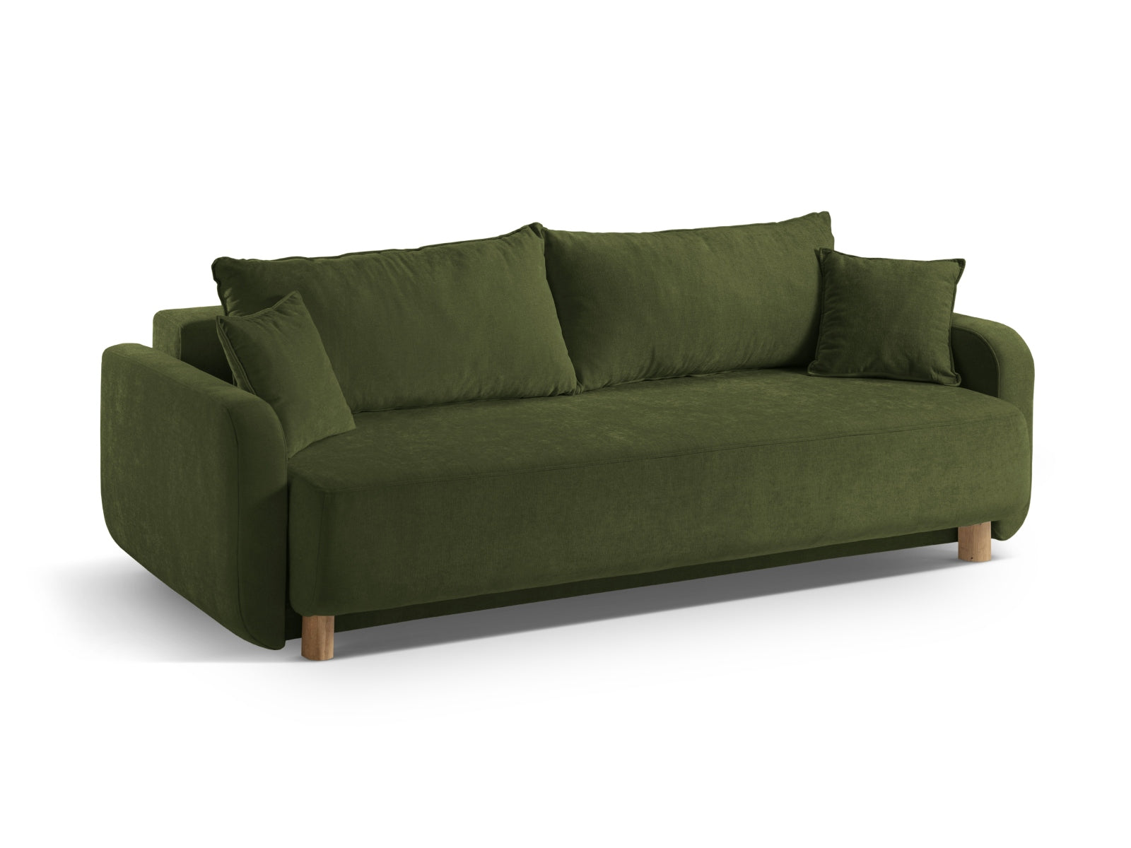 Modernes 3-Sitzer Sofa Elen in Green-Wind, vielseitig mit Schlaffunktion und praktischem Stauraum, perfekt für jedes Zuhause.
