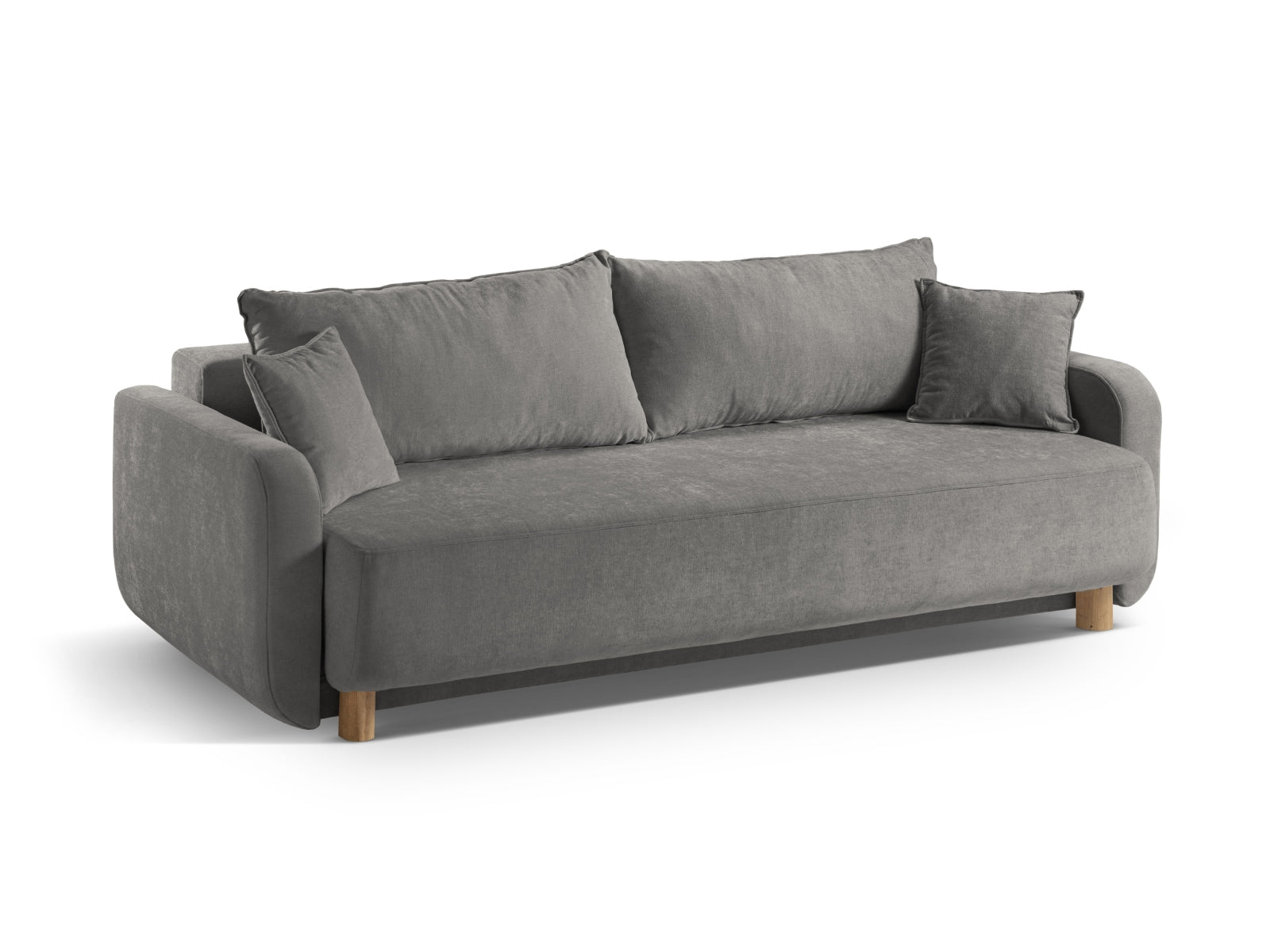 Elegantes 3-Sitzer Sofa Elen in Grau, multifunktional mit Schlaffunktion und praktischem Stauraum für jeden Wohnbereich.
