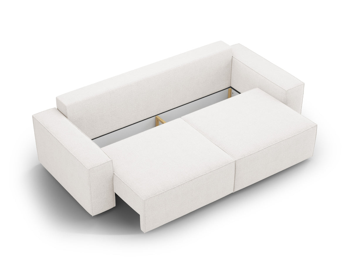 Jodie Boucle Sofa mit Schlaffunktion und Stauraumbox 3 Sitzer in White-Baloo präsentiert im Onlineshop von KAQTU Design AG. Bettsofa ist von Micadoni