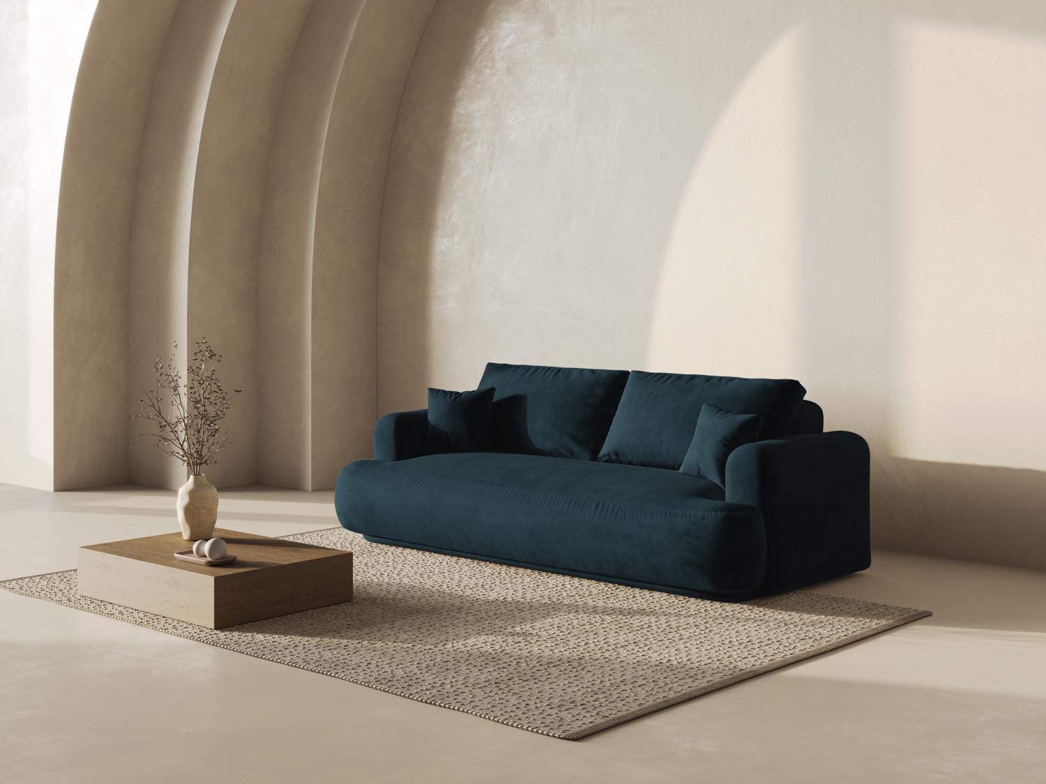 Entdecken Sie das elegante Ella Velour Sofa von Micadoni! Dieses 3-Sitzer Sofa vereint Schlaffunktion und praktischen Stauraum für Ihr Zuhause.