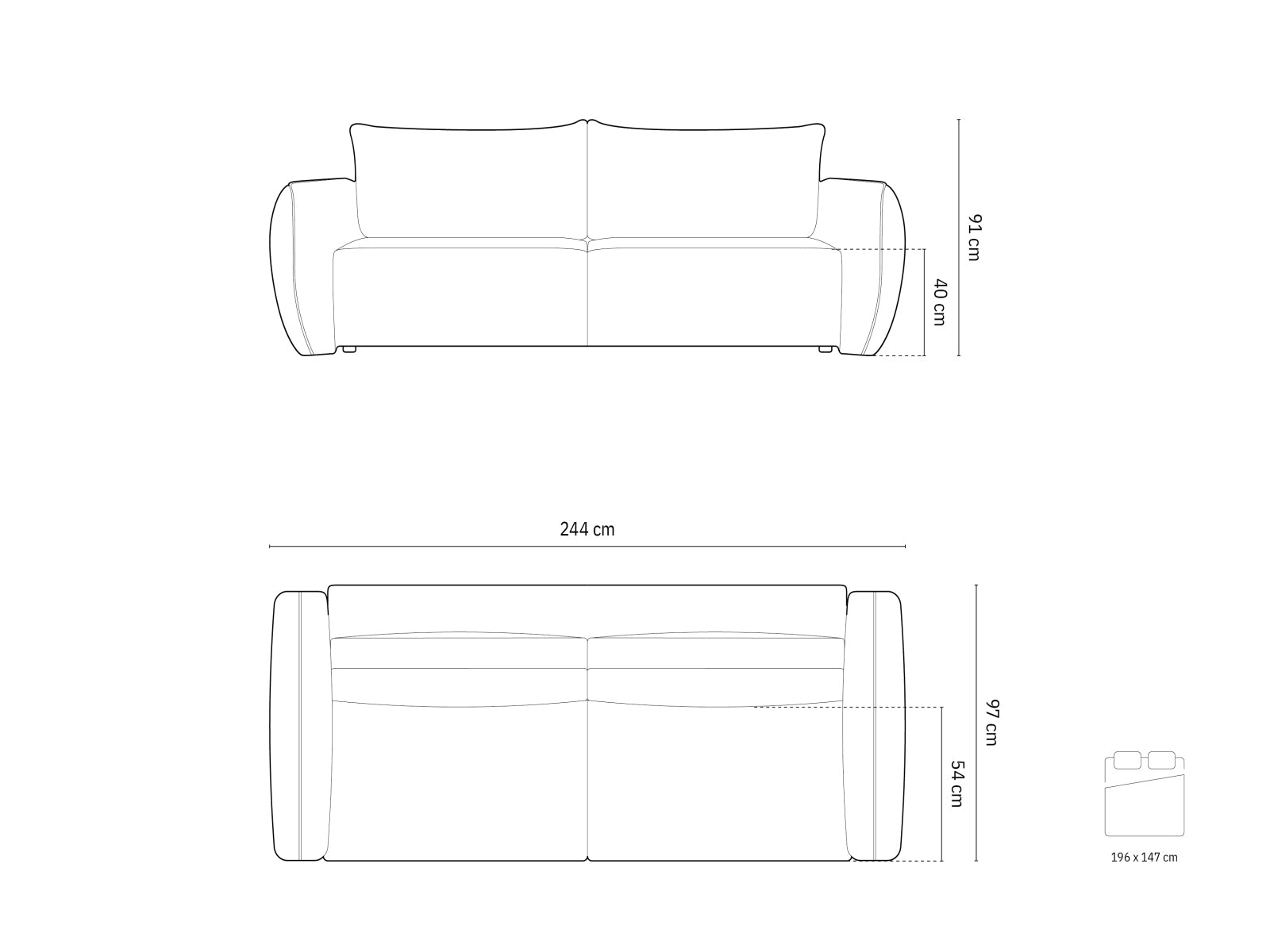 Kaelle Sofa mit Schlaffunktion und Stauraumbox 3 Sitzer in Beige präsentiert im Onlineshop von KAQTU Design AG. Bett ist von Micadoni
