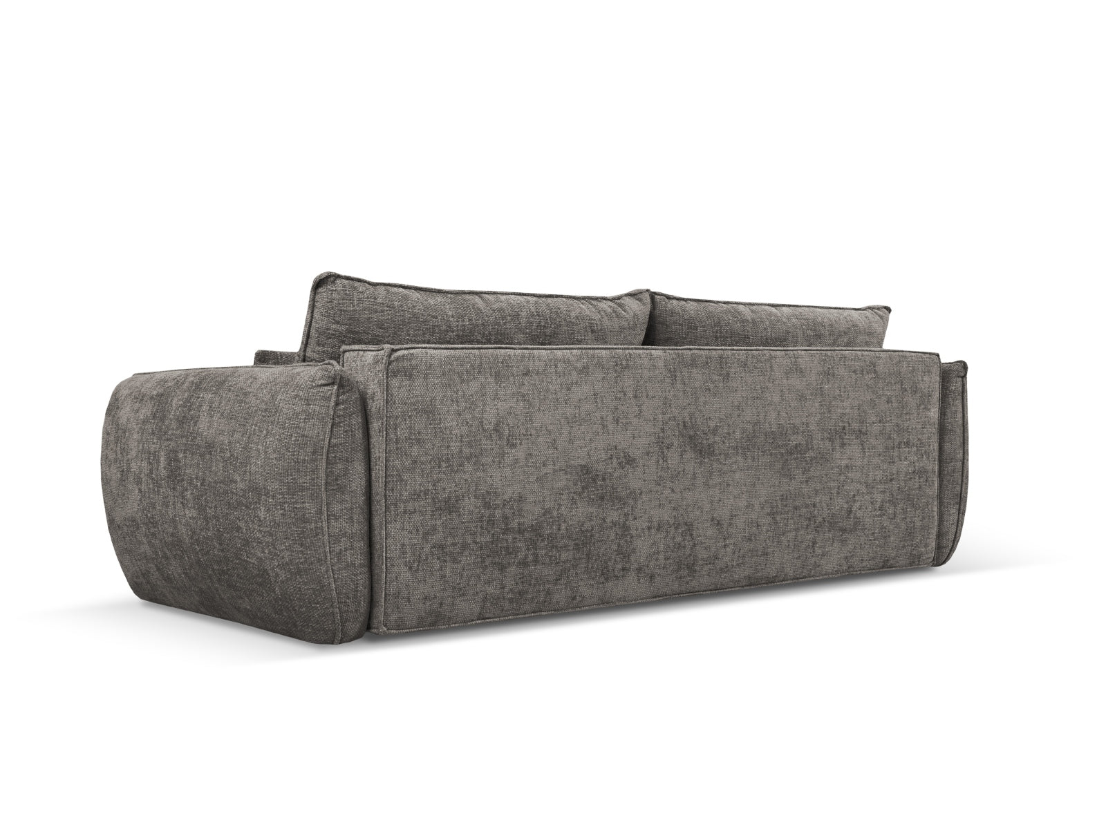 Stylisches Bettsofa Kaelle in modernem Grau, ideal für Gästeübernachtungen und zur Aufbewahrung von Decken und Kissen.