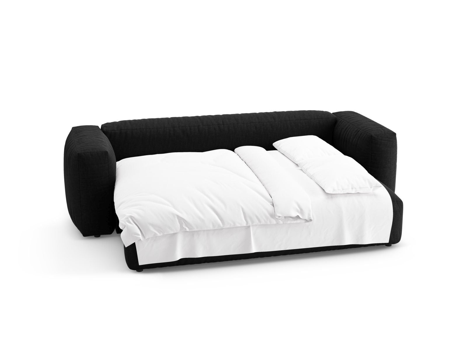 Modernes 3-Sitzer Bettsofa Martina in elegantem Schwarz, perfekt für entspannte Abende und als komfortable Schlafgelegenheit.