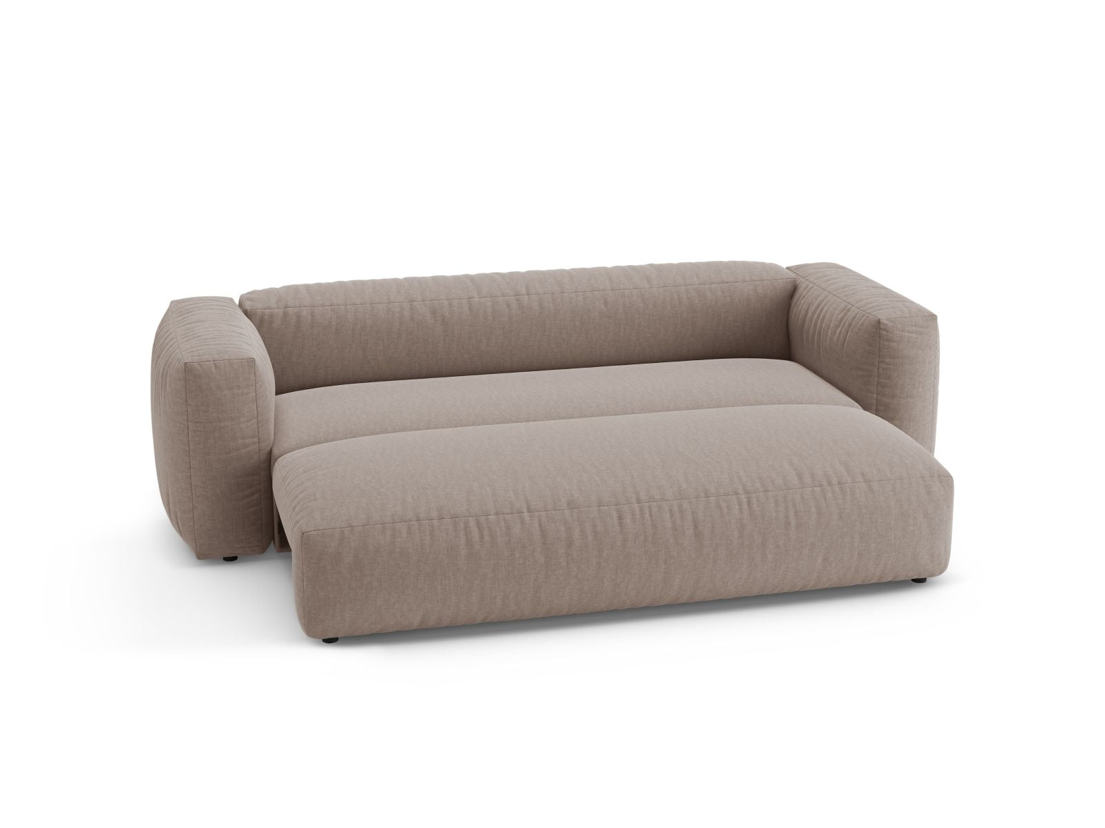 Elegantes 3-Sitzer Sofa Martina in edlem Dunkelbeige, ideal als Schlafsofa für Gäste und gemütliche Abende im Wohnzimmer.