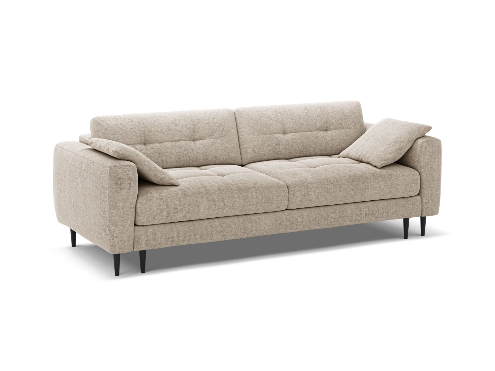Beige 3-Sitzer Bemy Sofa von Micadoni, vielseitig mit Schlaffunktion und Stauraum, ideal für modernes Wohnen.