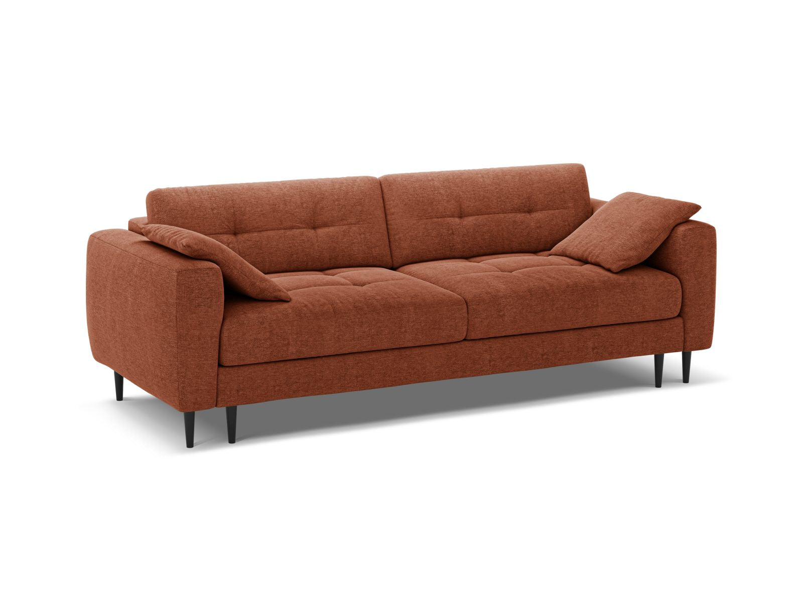 Stylisches 3-Sitzer Sofa Bemy in Coral-Sorella, ideal als Bettsofa mit praktischer Schlaffunktion und integriertem Stauraum.