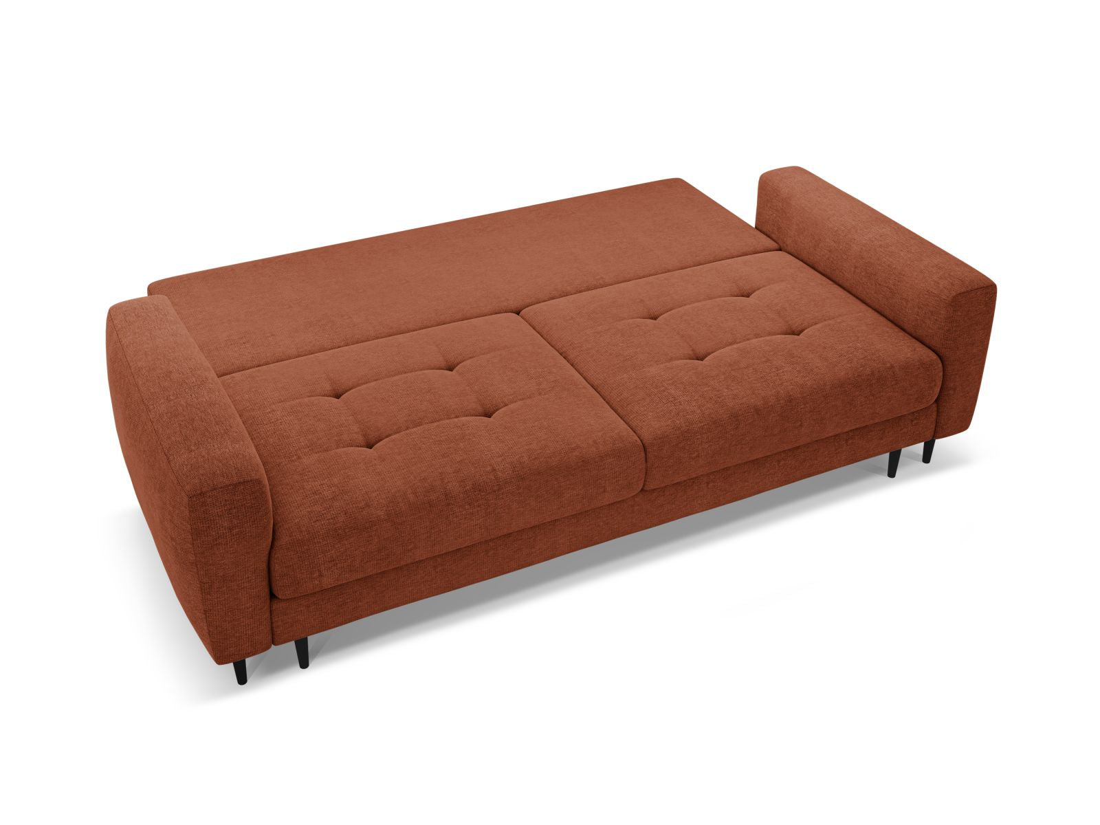 Stylisches 3-Sitzer Bettsofa Bemy in Coral-Sorella, ideal für gemütliche Abende, mit praktischer Schlaffunktion und integriertem Stauraum.