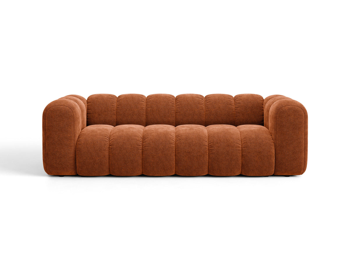 Micadoni Lupine 3er Sofa in leichtem Beige mit Bettfunktion, Stauraum im Bettkasten und schwarzen Kunststoffbeinen, Stoffbezug Eden 2 Pearl