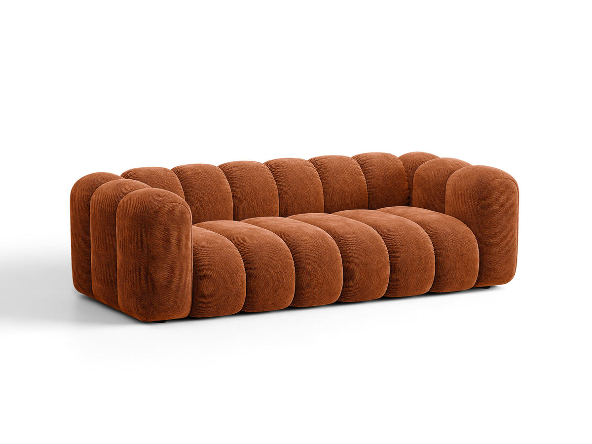 Micadoni Lupine 3er Sofa in leichtem Beige mit Bettfunktion, Stauraum im Bettkasten und schwarzen Kunststoffbeinen, Stoffbezug Eden 2 Pearl