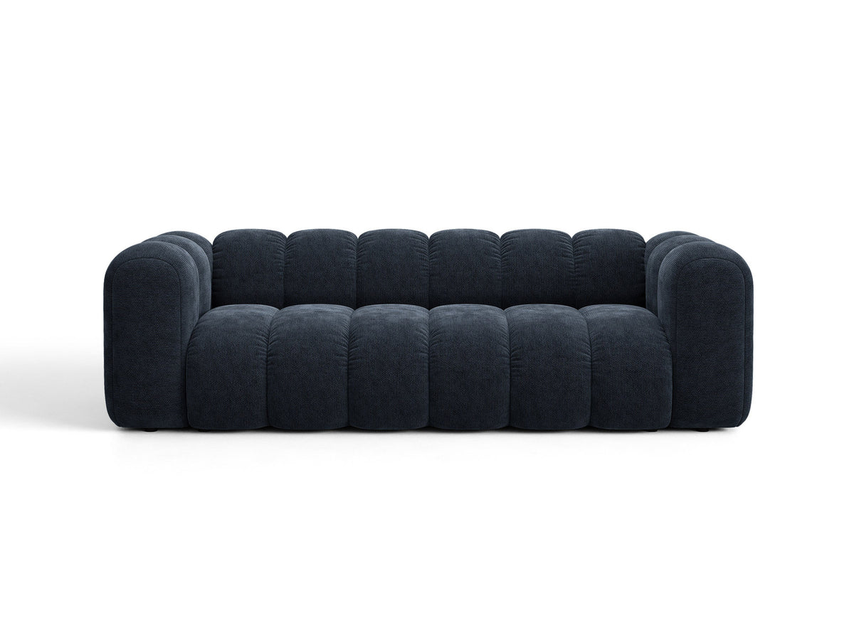 Micadoni Lupine 3er Sofa in leichtem Beige mit Bettfunktion, Stauraum im Bettkasten und schwarzen Kunststoffbeinen, Stoffbezug Eden 2 Pearl