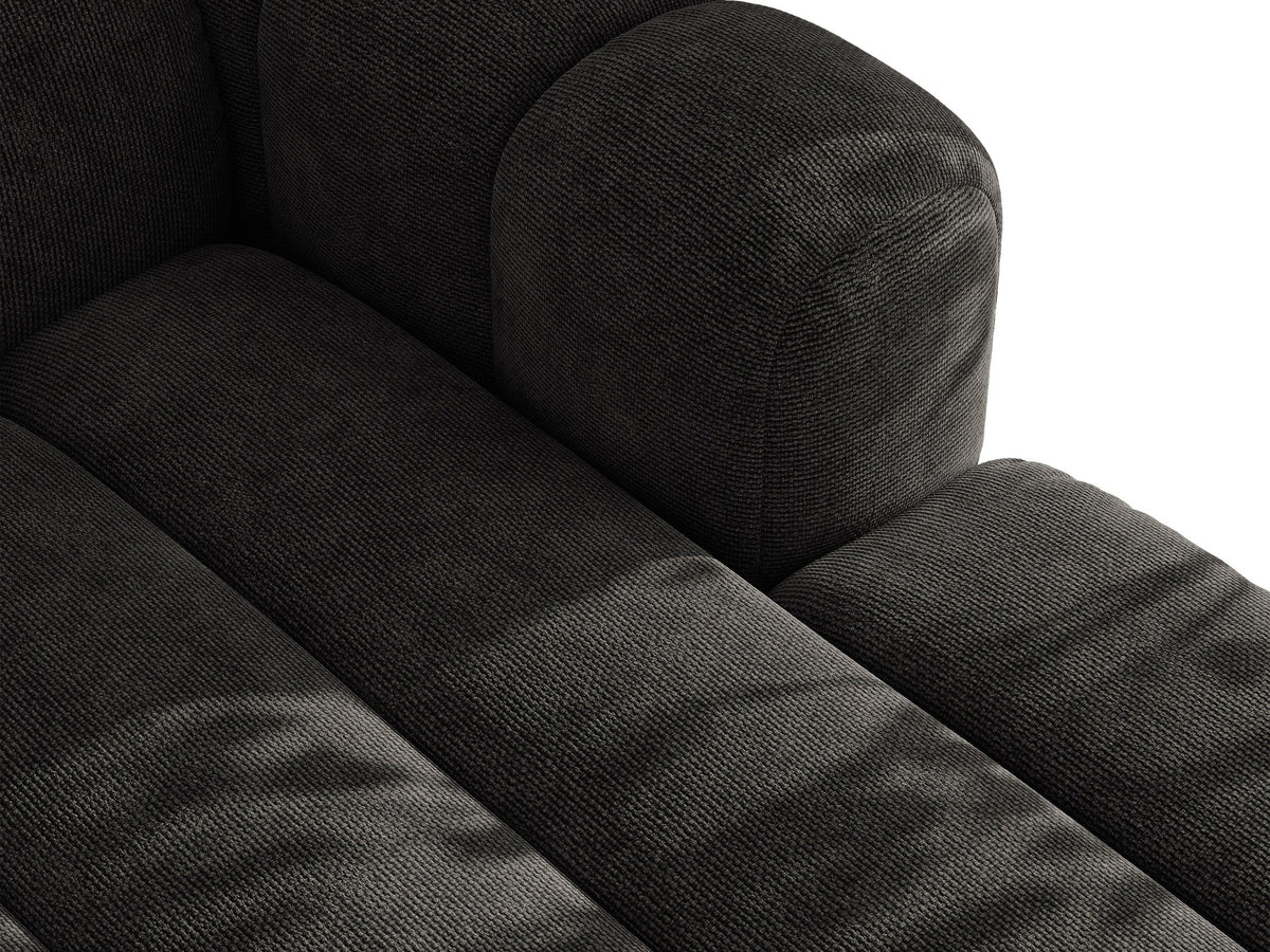 Micadoni Lupine 3er Sofa in leichtem Beige mit Bettfunktion, Stauraum im Bettkasten und schwarzen Kunststoffbeinen, Stoffbezug Eden 2 Pearl