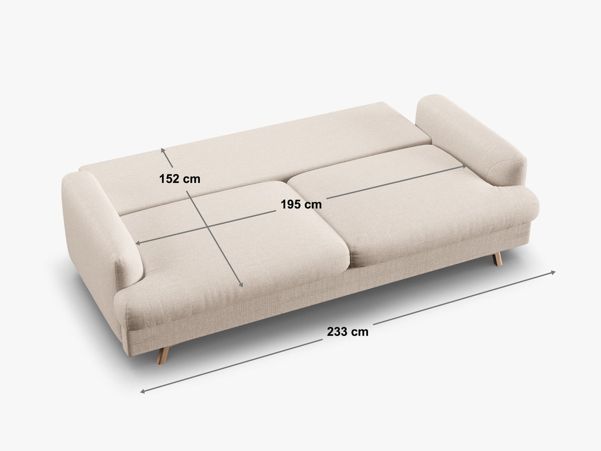 3-Sitzer Sofa Naomi mit Schlaffunktion und Stauraum in Cappuccino-Liberty präsentiert im Onlineshop von KAQTU Design AG. Bettsofa ist von Micadoni