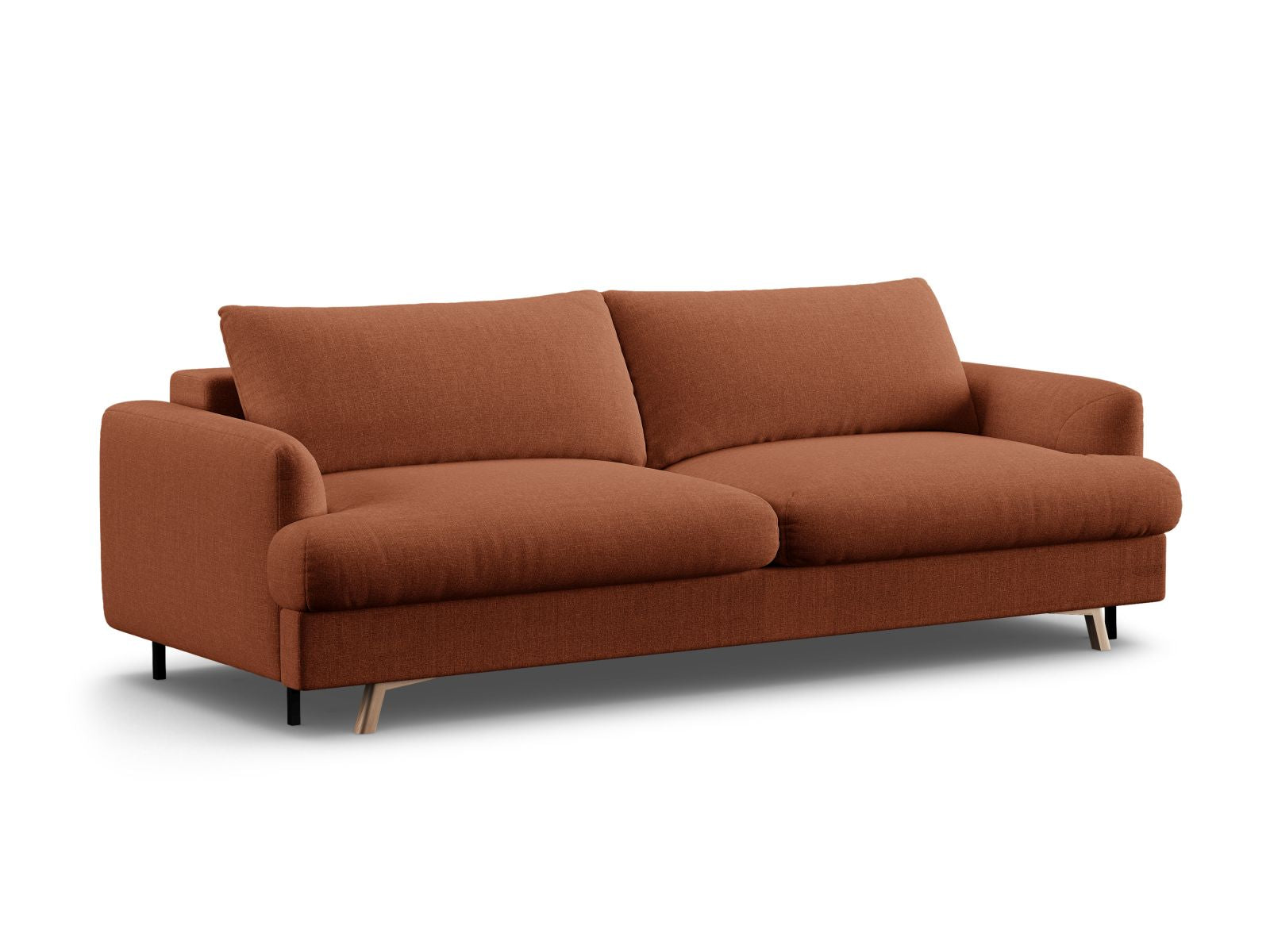 Elegantes 3-Sitzer Sofa Naomi in Brick-Liberty, vielseitig mit Schlaffunktion und Stauraum, ideal für modernes Wohnen.