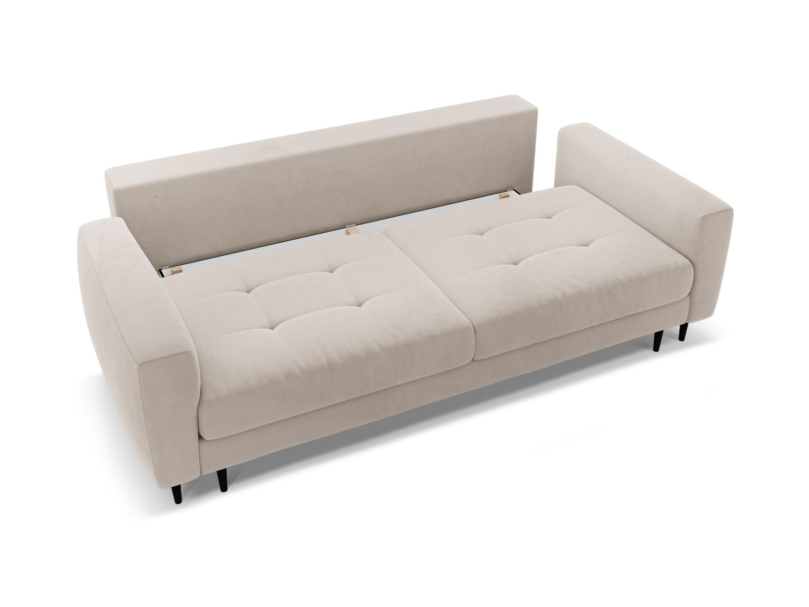 Beige 3-Sitzer Sofa Bemy von Micadoni, stilvolles Bettsofa mit cleverer Schlaffunktion und praktischem Stauraum für vielseitige Nutzung.