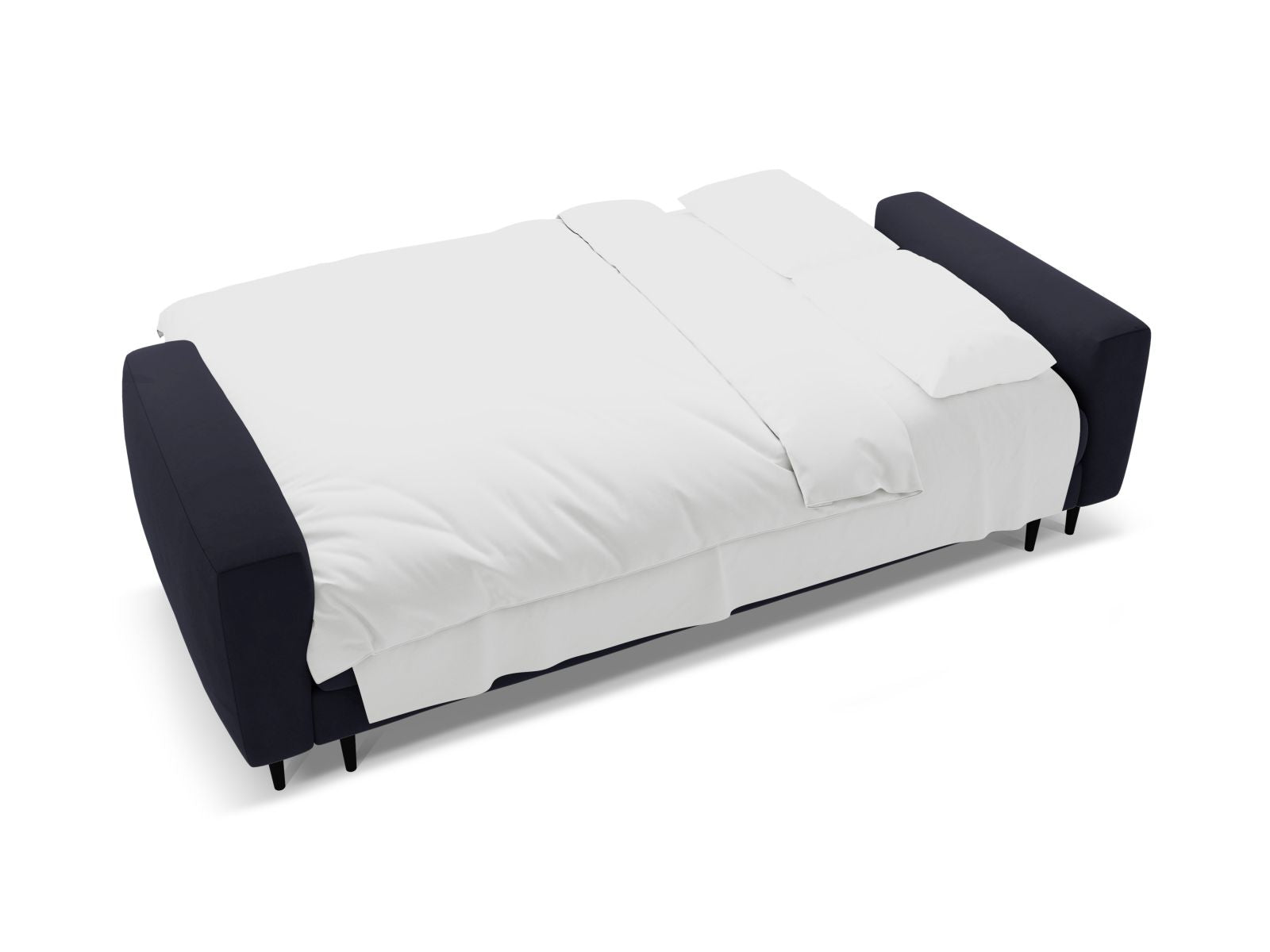 Stylisches 3-Sitzer Bettsofa Bemy in Royalblau, kombiniert modernes Design mit Funktionalität, ideal für Gäste und platzsparende Lösungen.