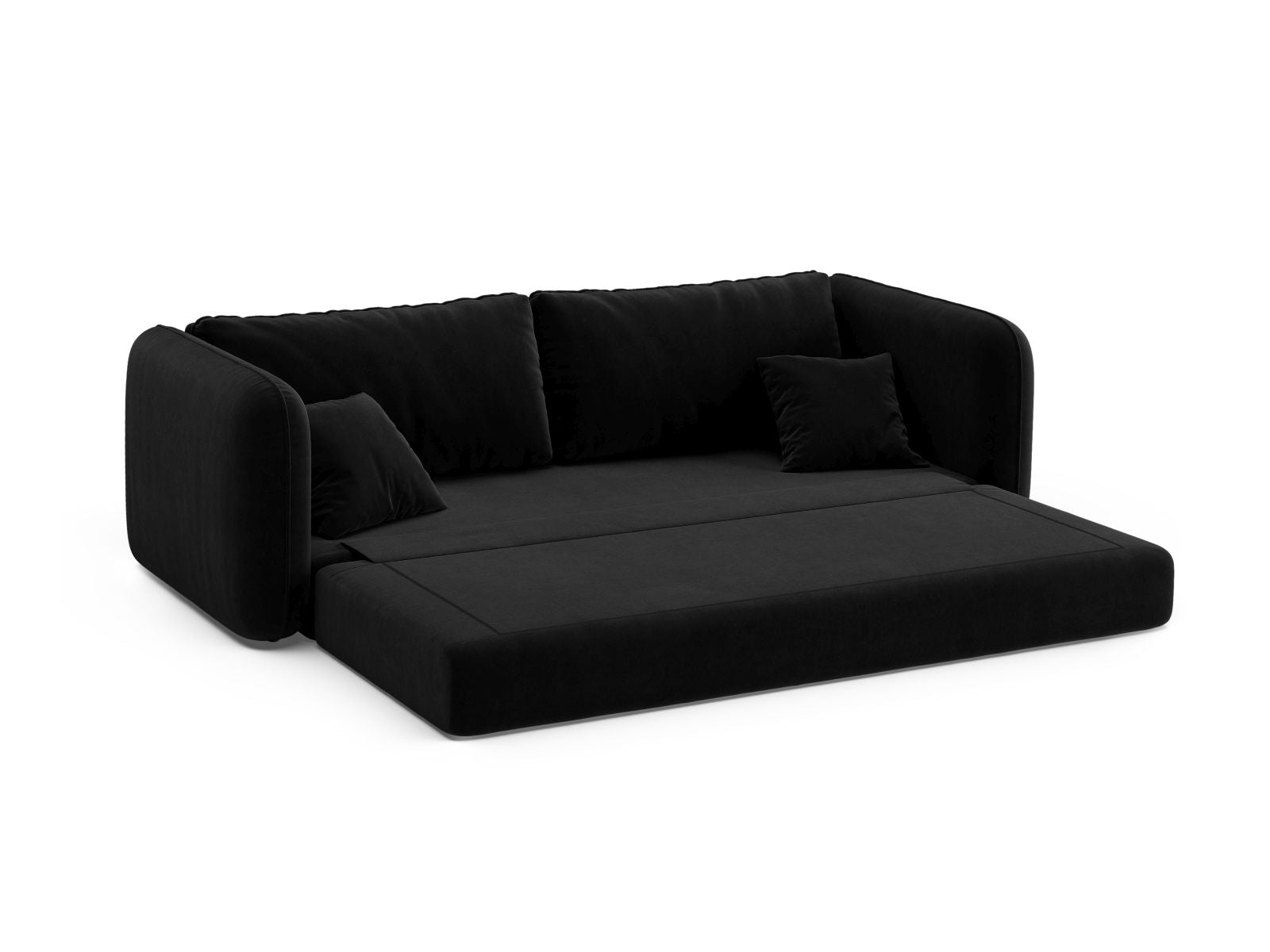 Stylisches 3-Sitzer Bettsofa Dormi von Micadoni in zeitlosem Schwarz, ideal für Wohnräume und als komfortable Schlafgelegenheit.