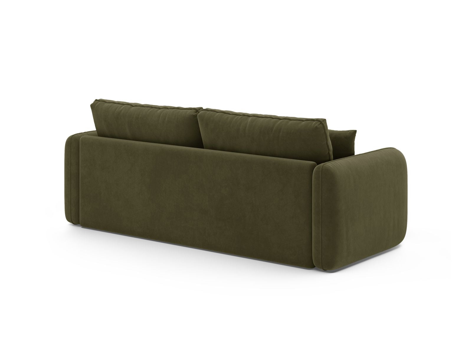 Stylisches 3-Sitzer Bettsofa Dormi in elegantem Grün, ideal für Wohnräume und als komfortable Schlaflösung für Übernachtungsgäste.