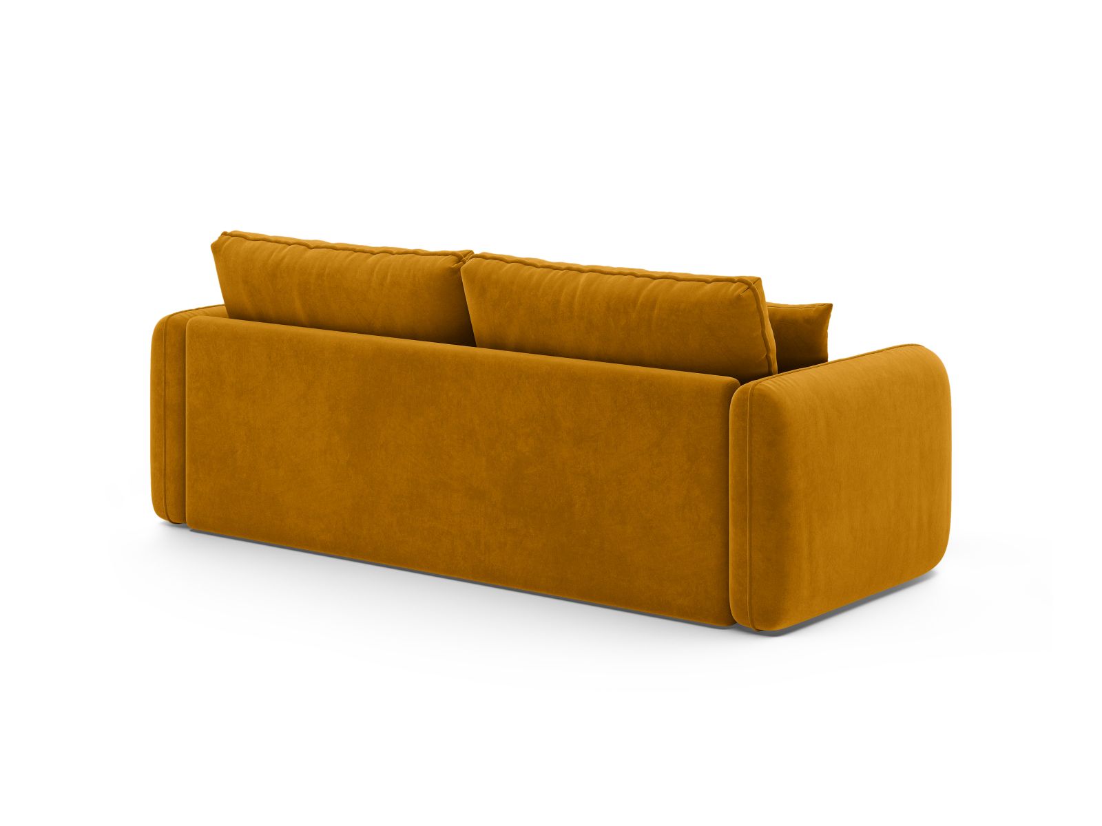 Stylisches 3-Sitzer Sofa Dormi in leuchtendem Gelb, ideal für entspannte Abende und als komfortable Schlafgelegenheit für Gäste.