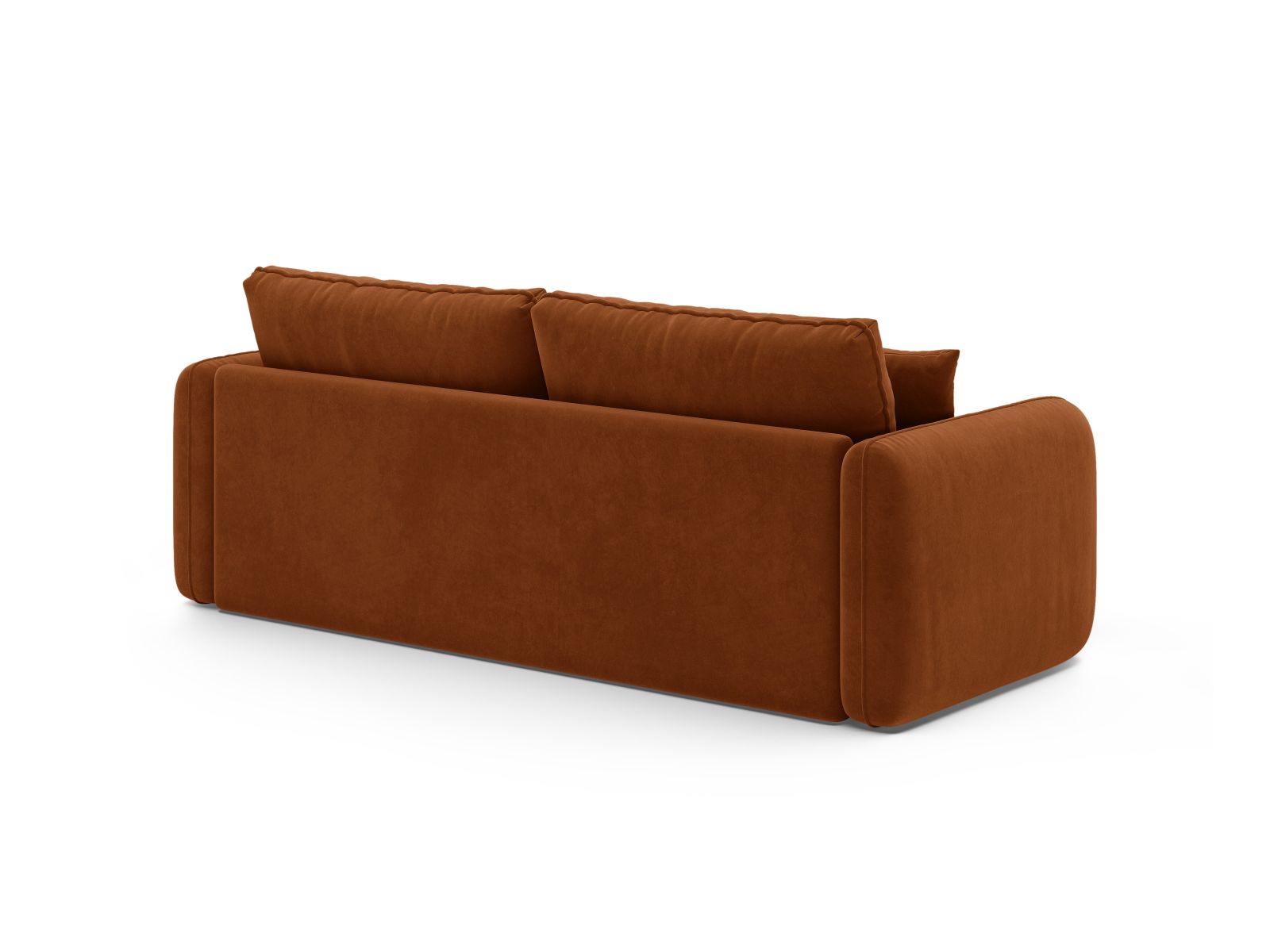Elegantes 3-Sitzer Sofa Dormi in Terracotta, ideal für gemütliche Wohnzimmer und als funktionales Schlafsofa für Gäste.