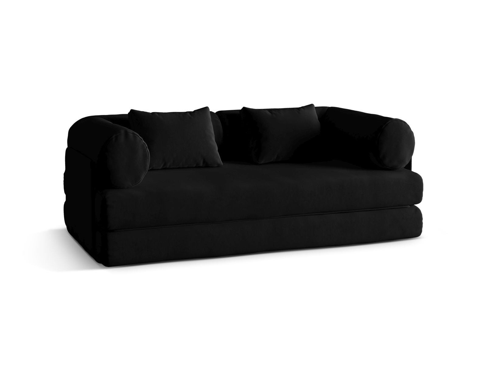 Elegantes 3-Sitzer Sofa Dreamy in stilvollem Schwarz, ideal als Bettsofa für gemütliche Nächte und entspannte Tage.