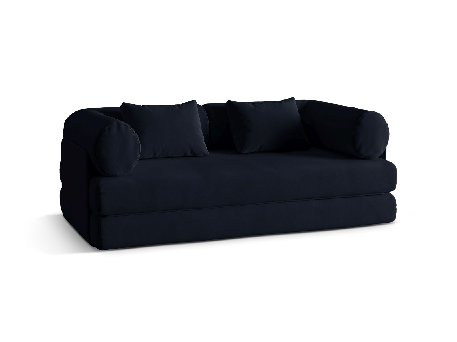 Elegantes 3-Sitzer Sofa Dreamy in Royal Blue mit Schlaffunktion, ideal für stilvolle Wohnräume und gemütliche Nächte.